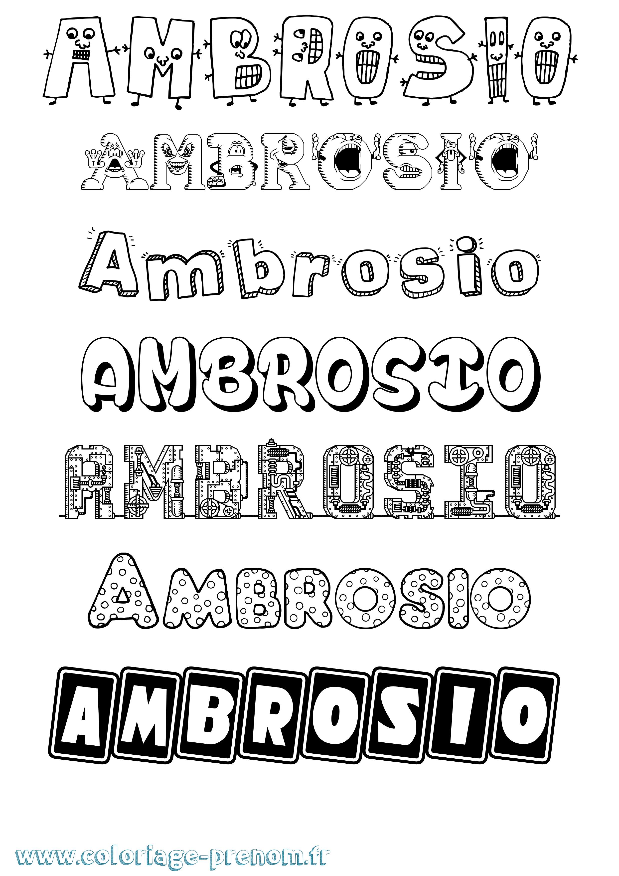 Coloriage Ambrosio Fun Coloriage prénom Ambrosio Fun