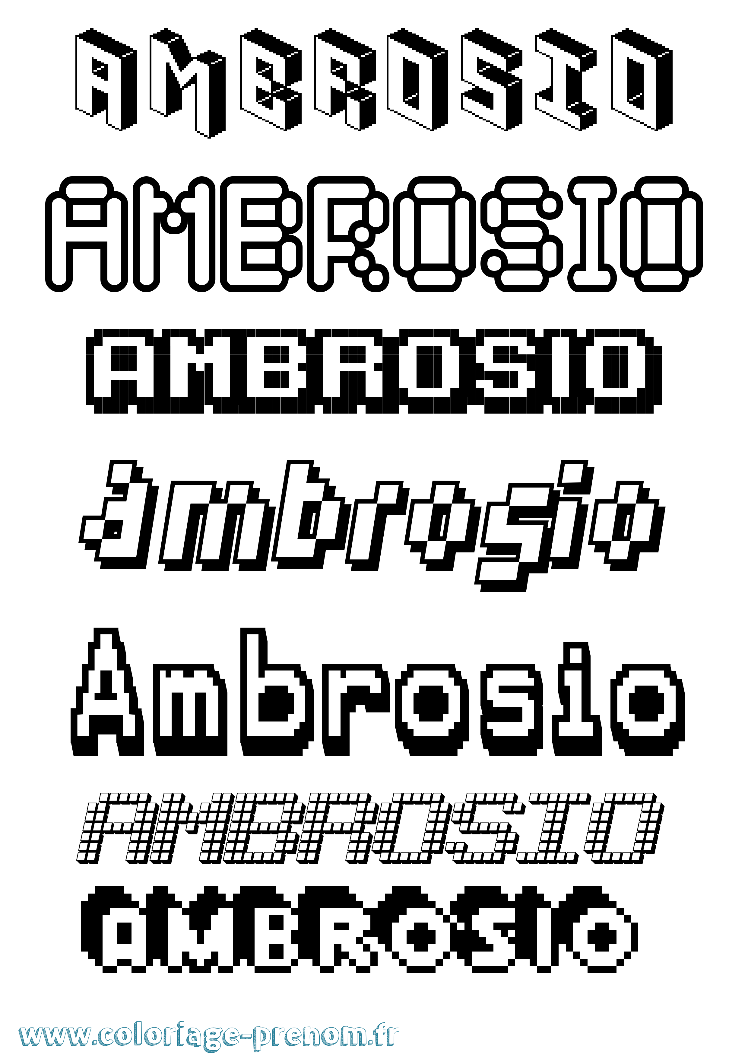 Coloriage Ambrosio Pixel Coloriage prénom Ambrosio Pixel