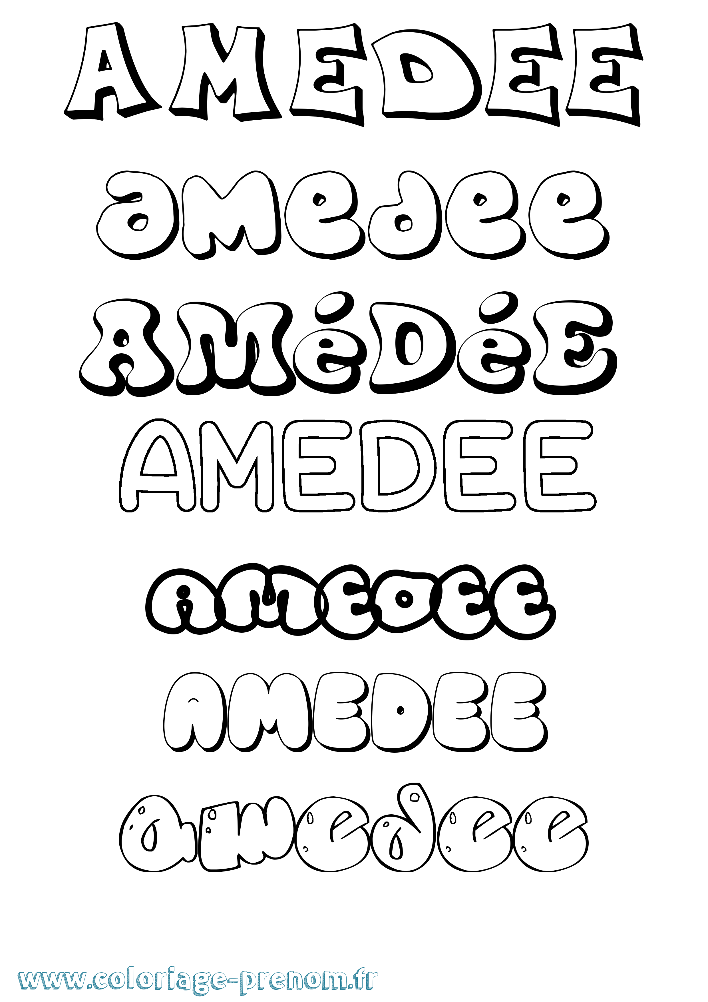 Coloriage Amédée Bubble Coloriage prénom Amédée Bubble
