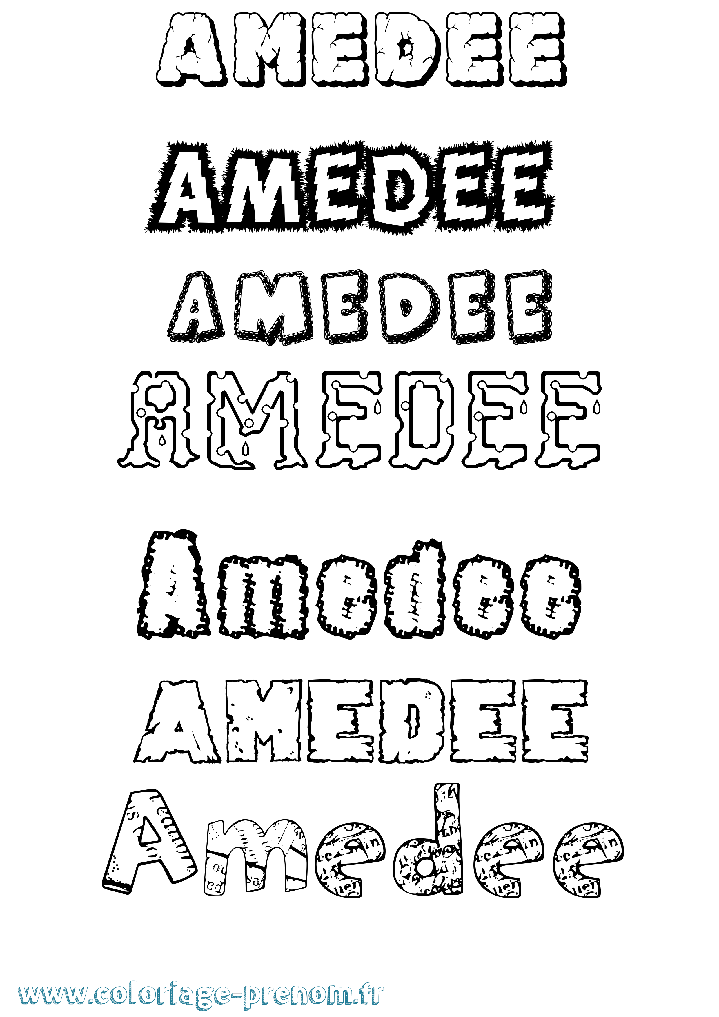 Coloriage Amédée Destructuré Coloriage prénom Amédée Destructuré
