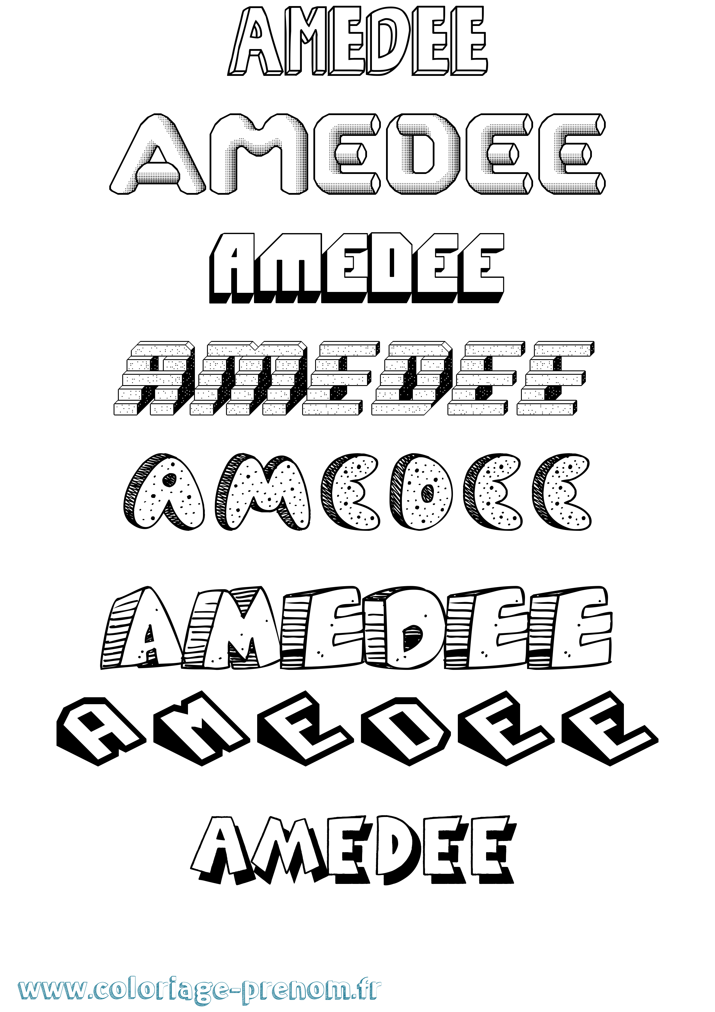 Coloriage Amédée Effet 3D Coloriage prénom Amédée Effet 3D