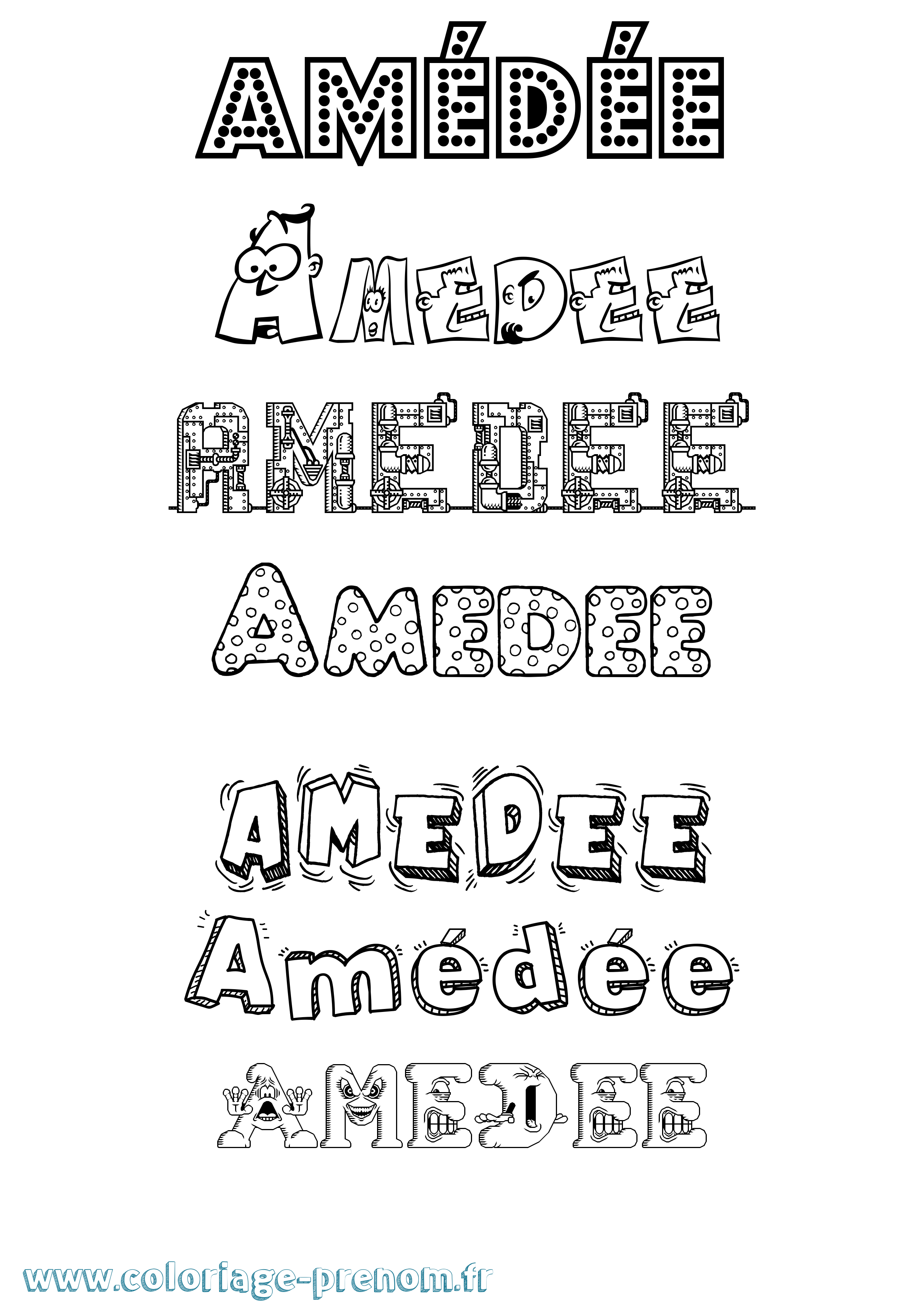 Coloriage Amédée Fun Coloriage prénom Amédée Fun