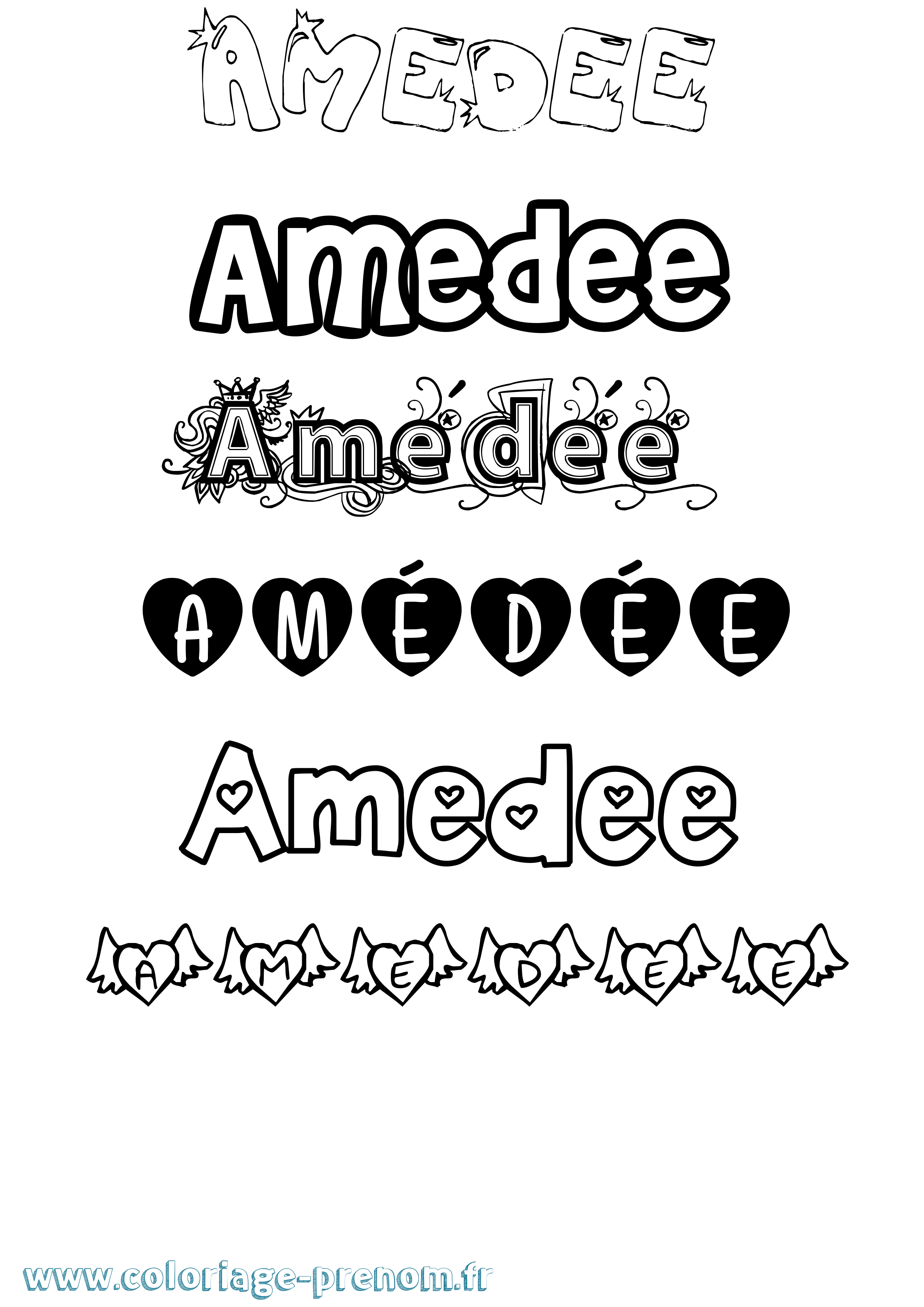 Coloriage Amédée Girly Coloriage prénom Amédée Girly