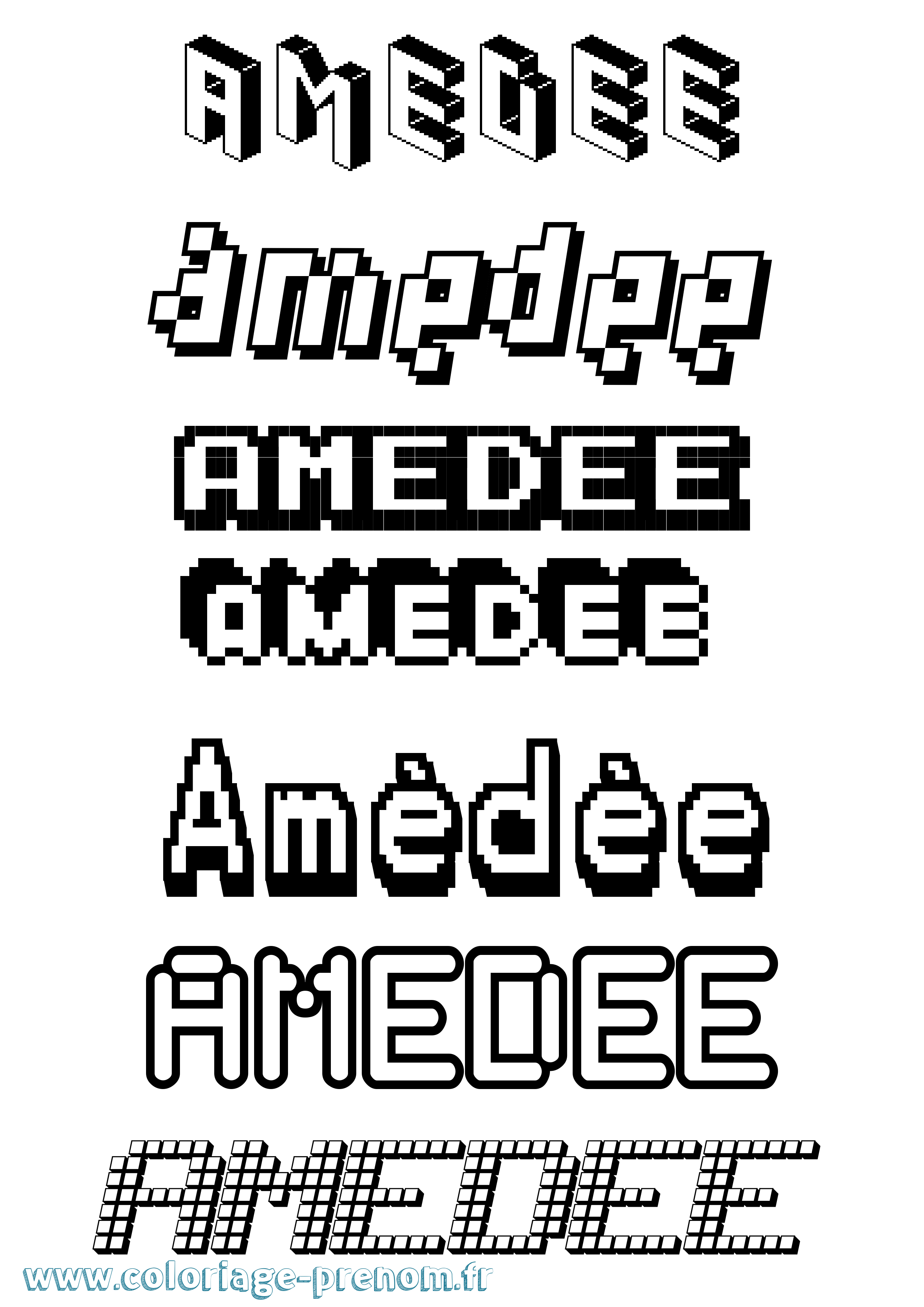Coloriage Amédée Pixel Coloriage prénom Amédée Pixel