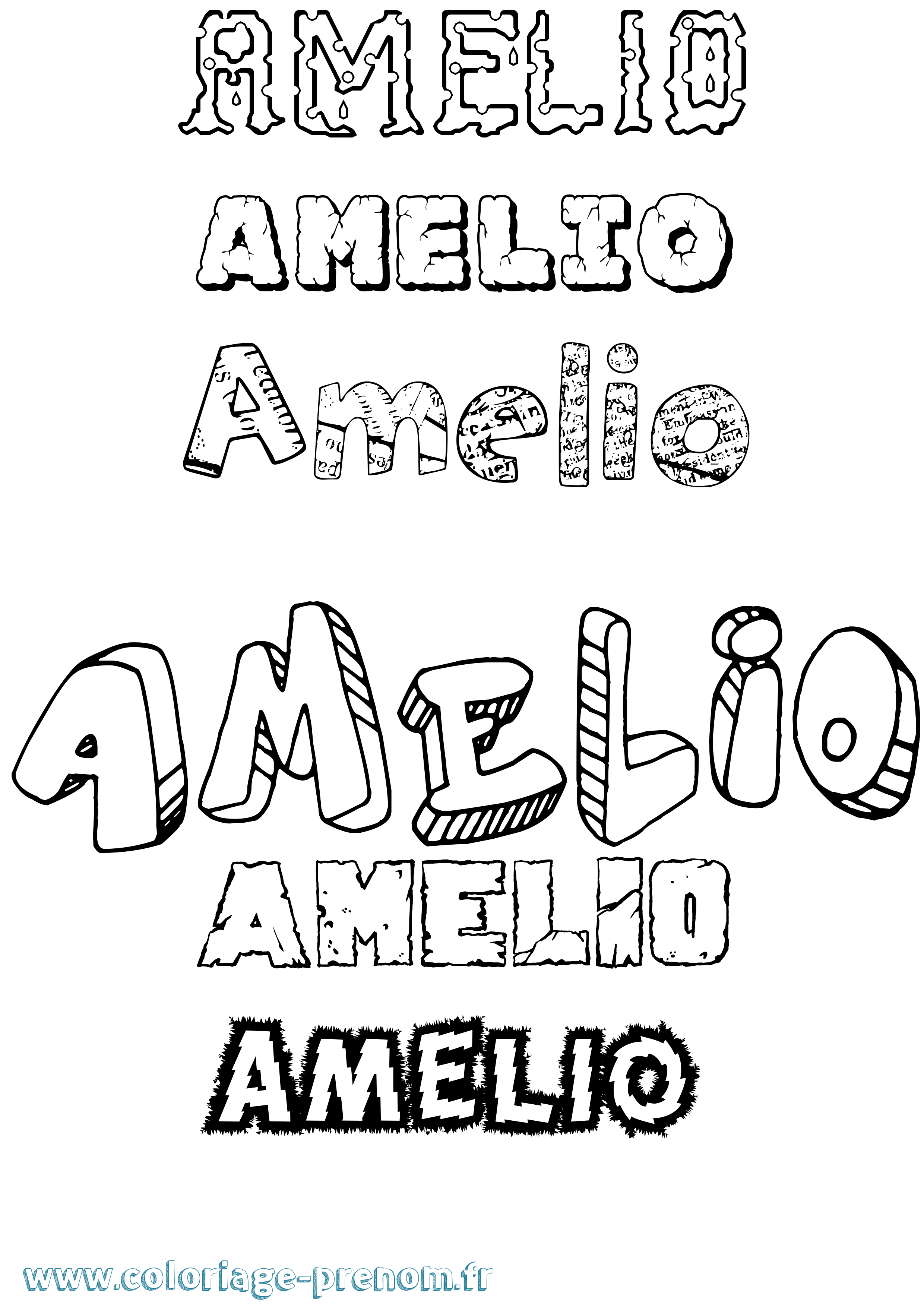 Coloriage Amelio Destructuré Coloriage prénom Amelio Destructuré