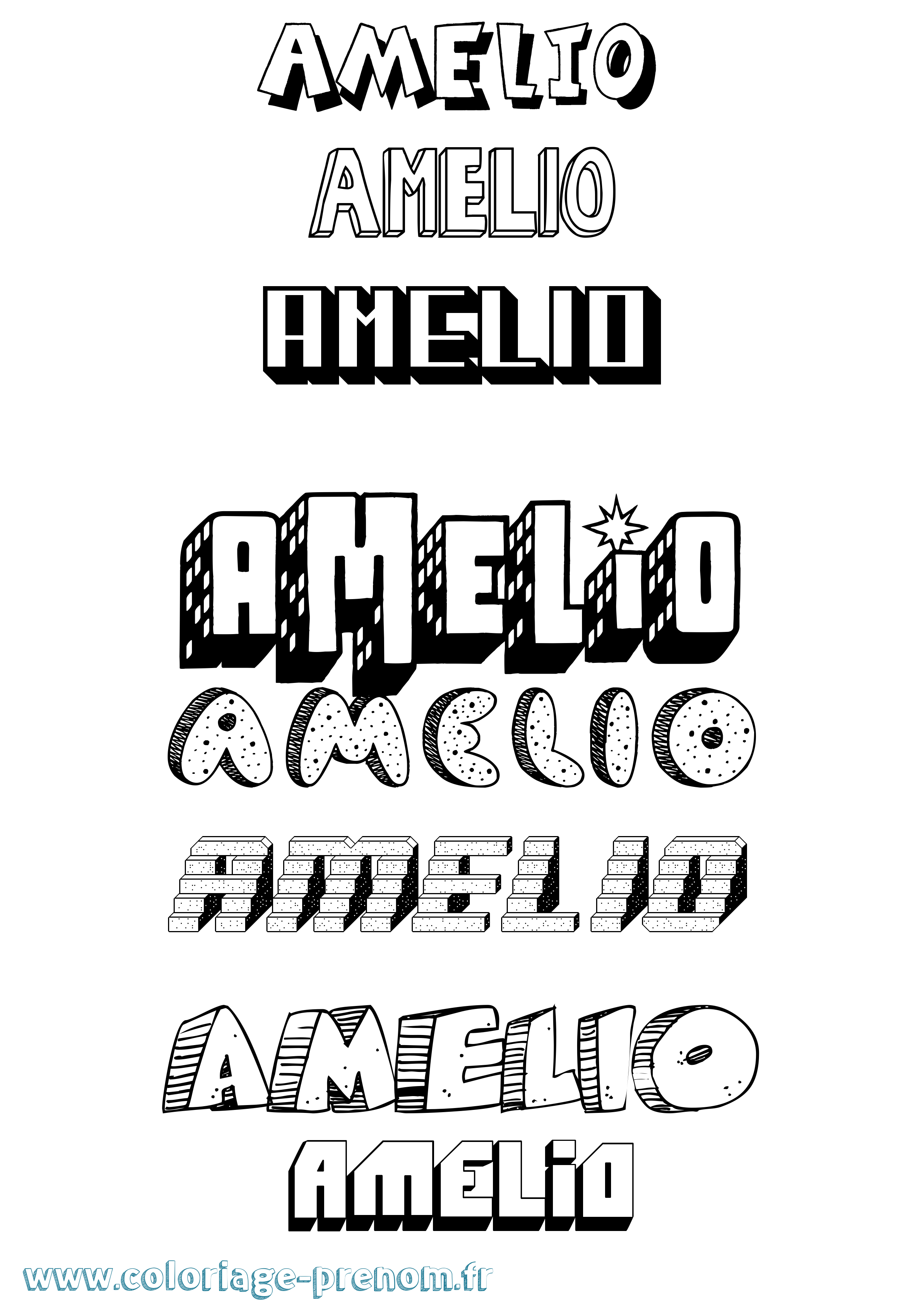 Coloriage Amelio Effet 3D Coloriage prénom Amelio Effet 3D