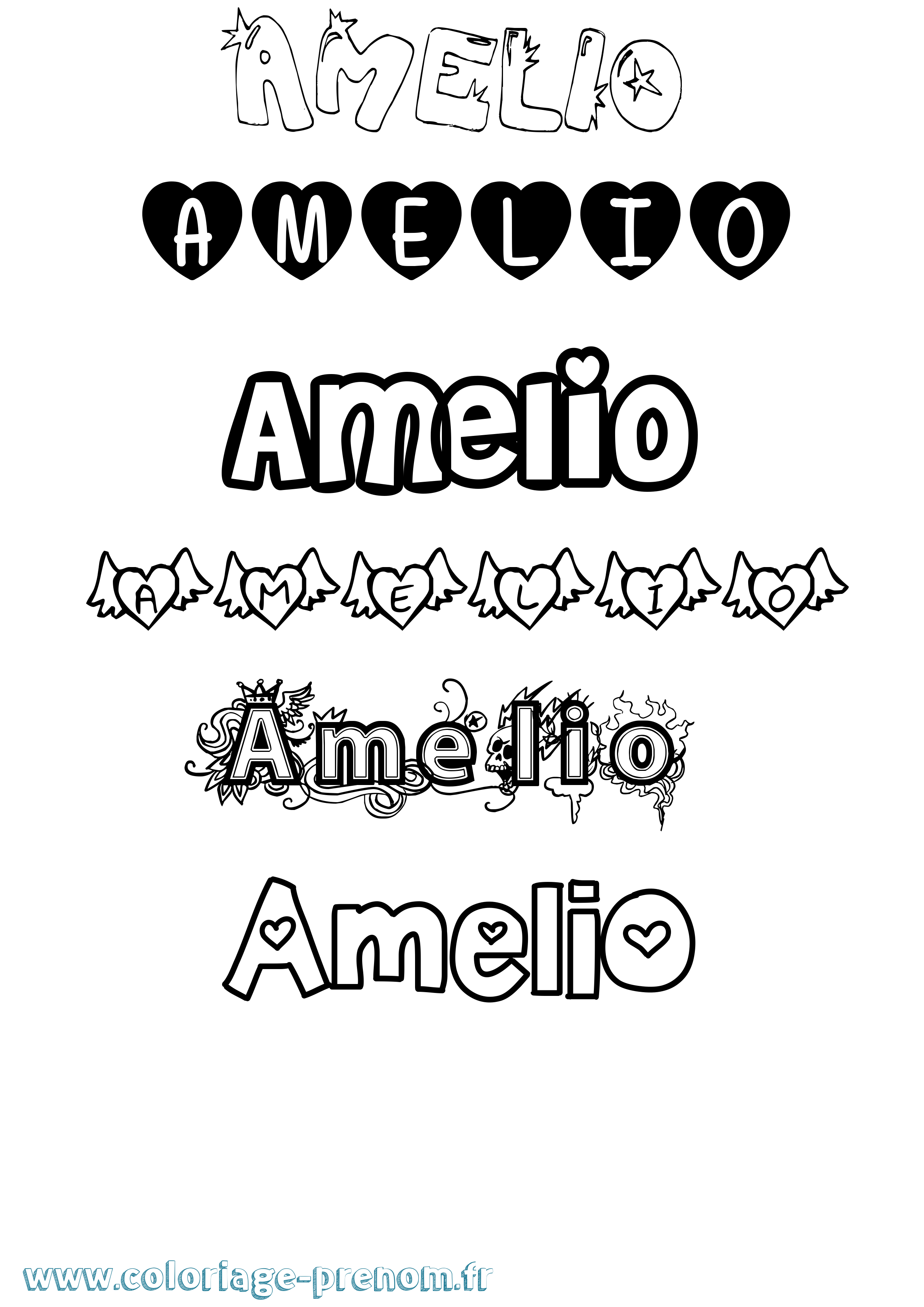 Coloriage Amelio Girly Coloriage prénom Amelio Girly