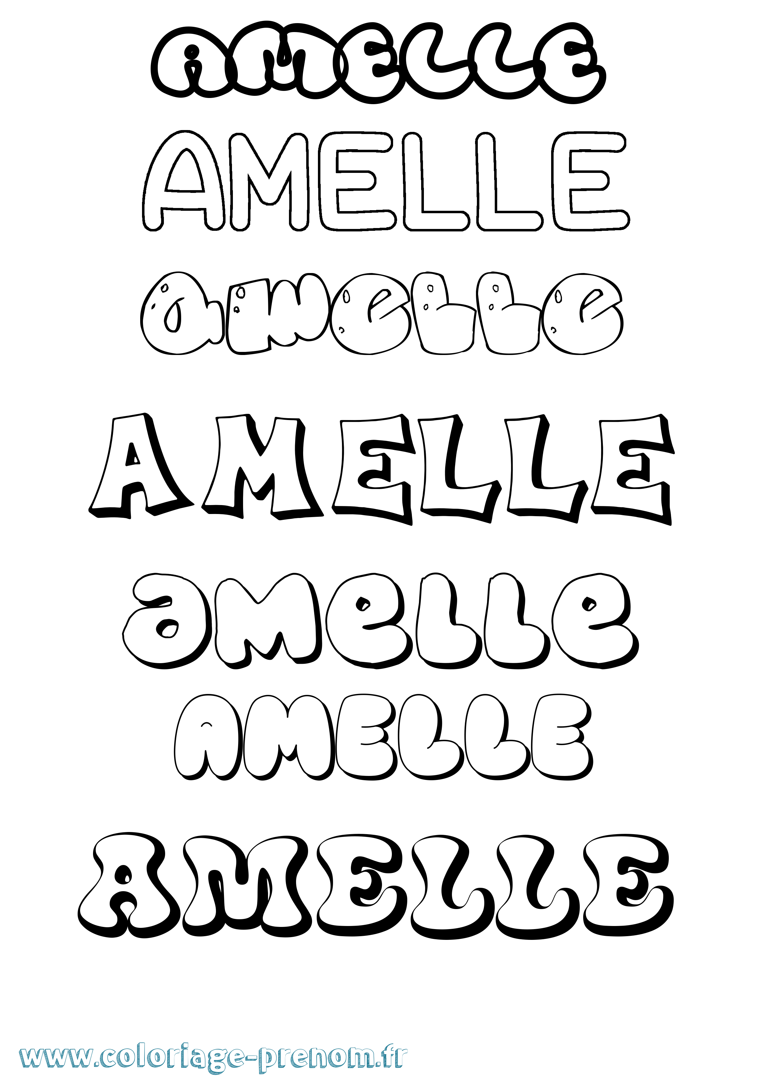 Coloriage Amelle Bubble Coloriage prénom Amelle Bubble