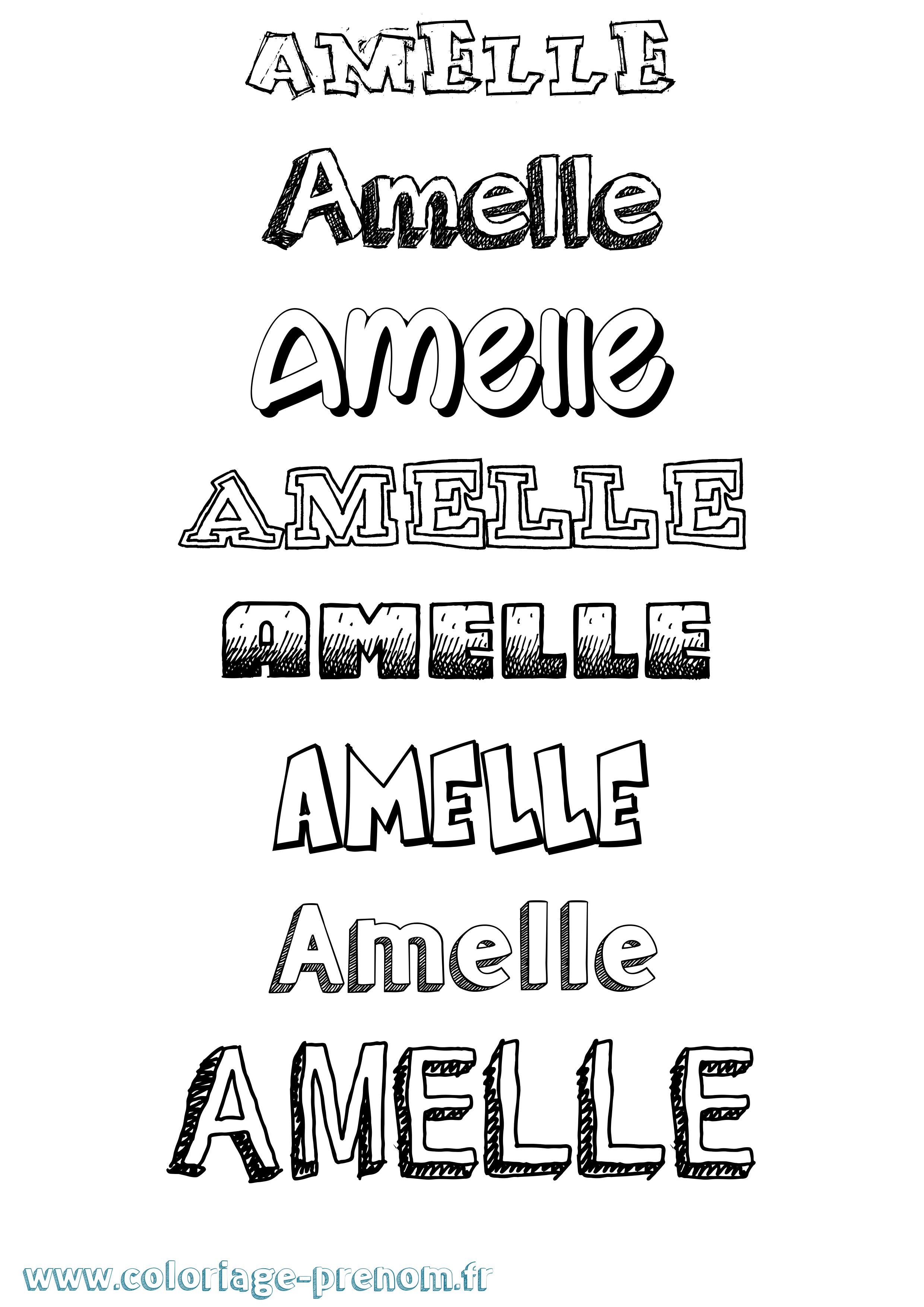 Coloriage Amelle Dessiné Coloriage prénom Amelle Dessiné