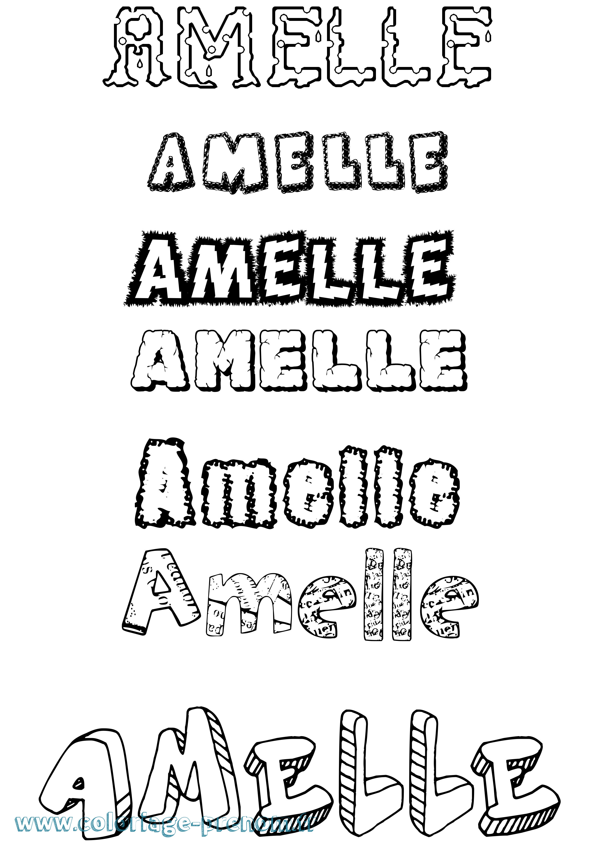 Coloriage Amelle Destructuré Coloriage prénom Amelle Destructuré