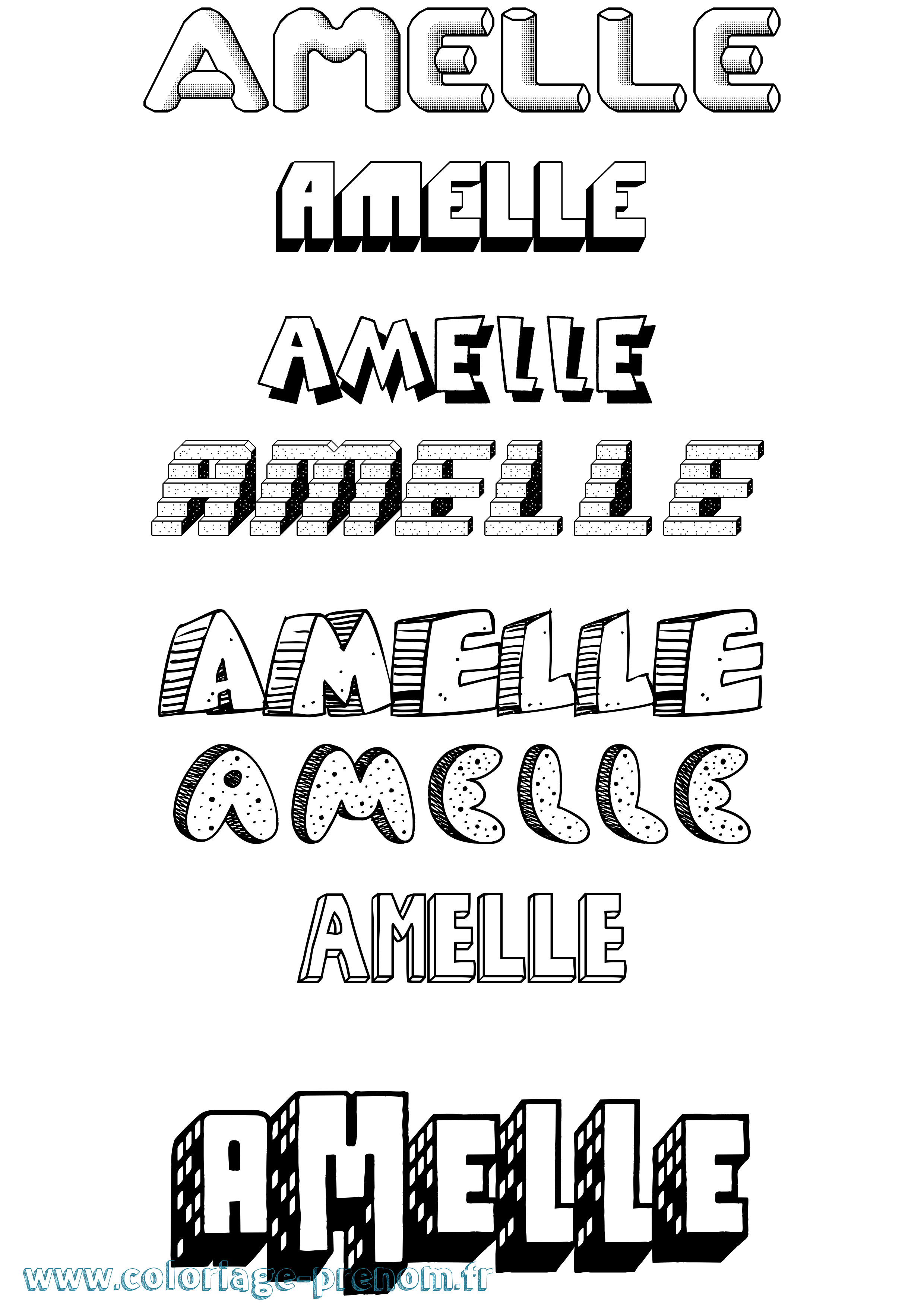Coloriage Amelle Effet 3D Coloriage prénom Amelle Effet 3D