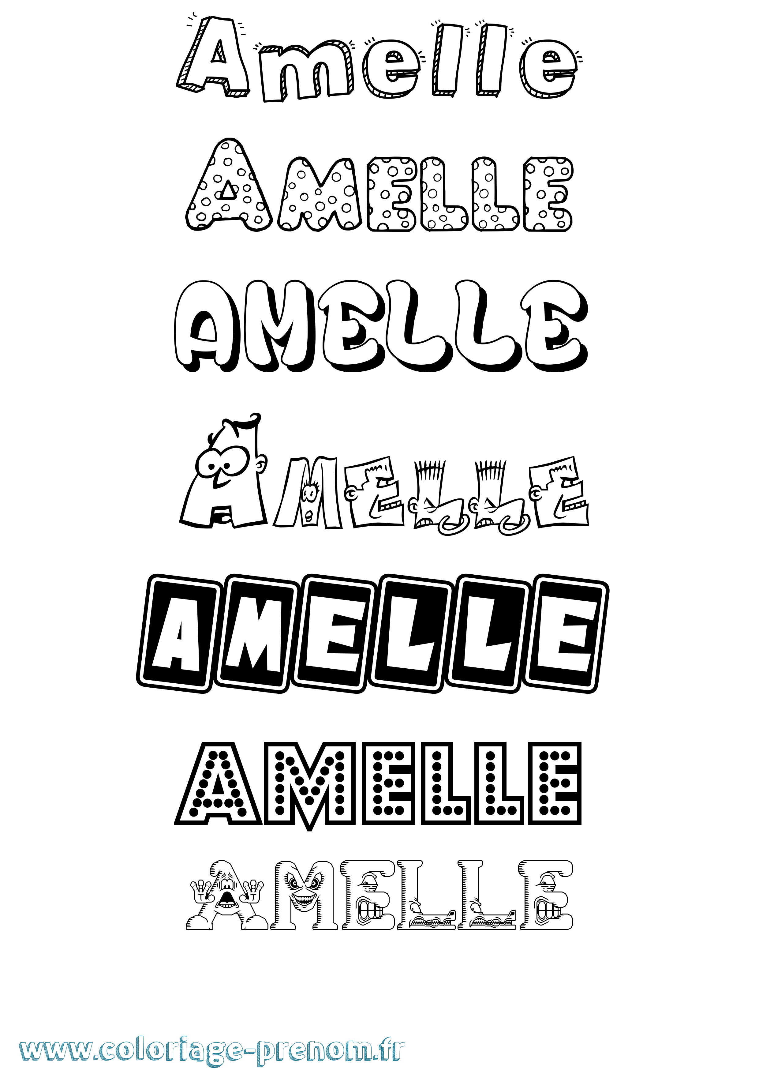 Coloriage Amelle Fun Coloriage prénom Amelle Fun