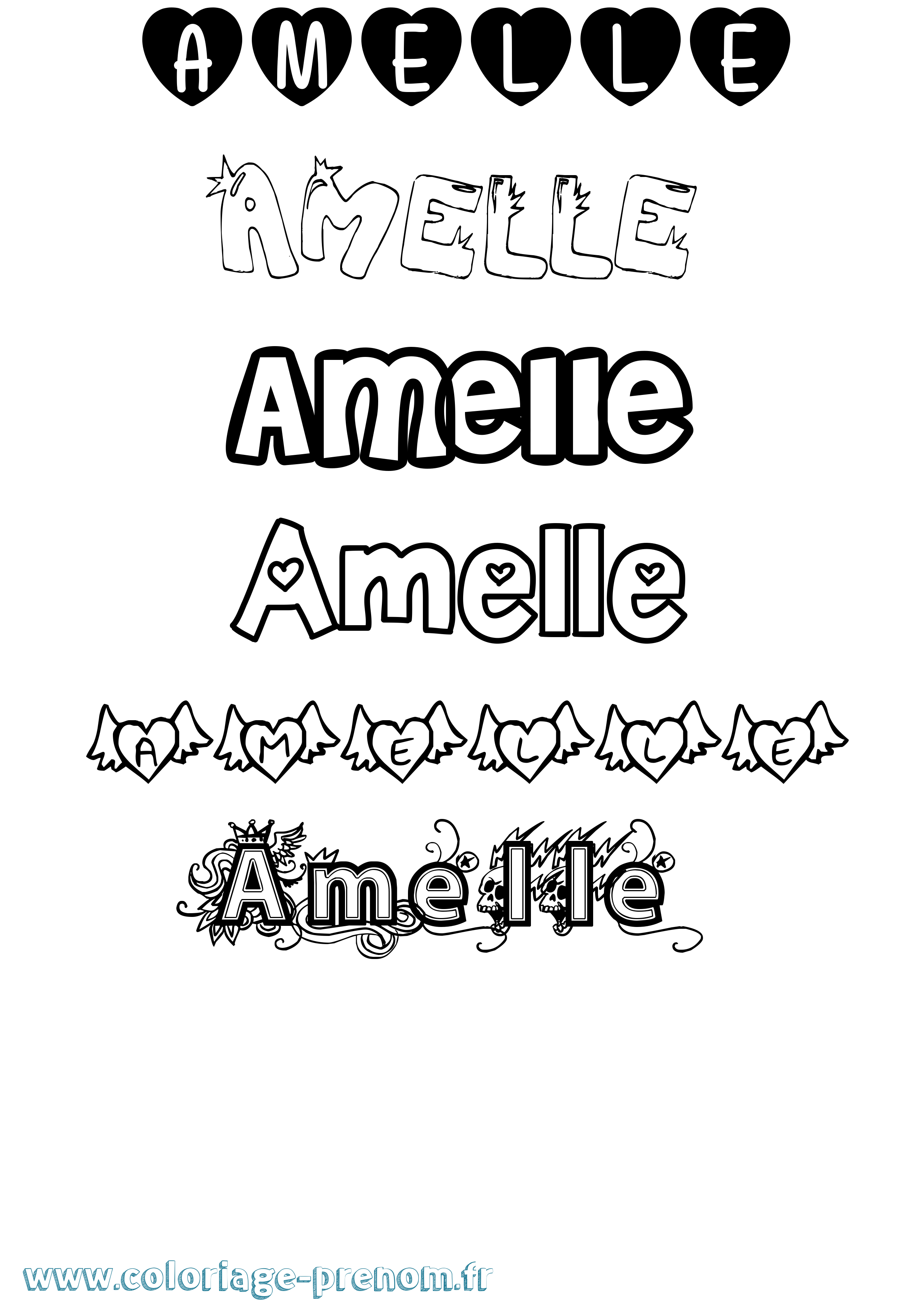 Coloriage Amelle Girly Coloriage prénom Amelle Girly