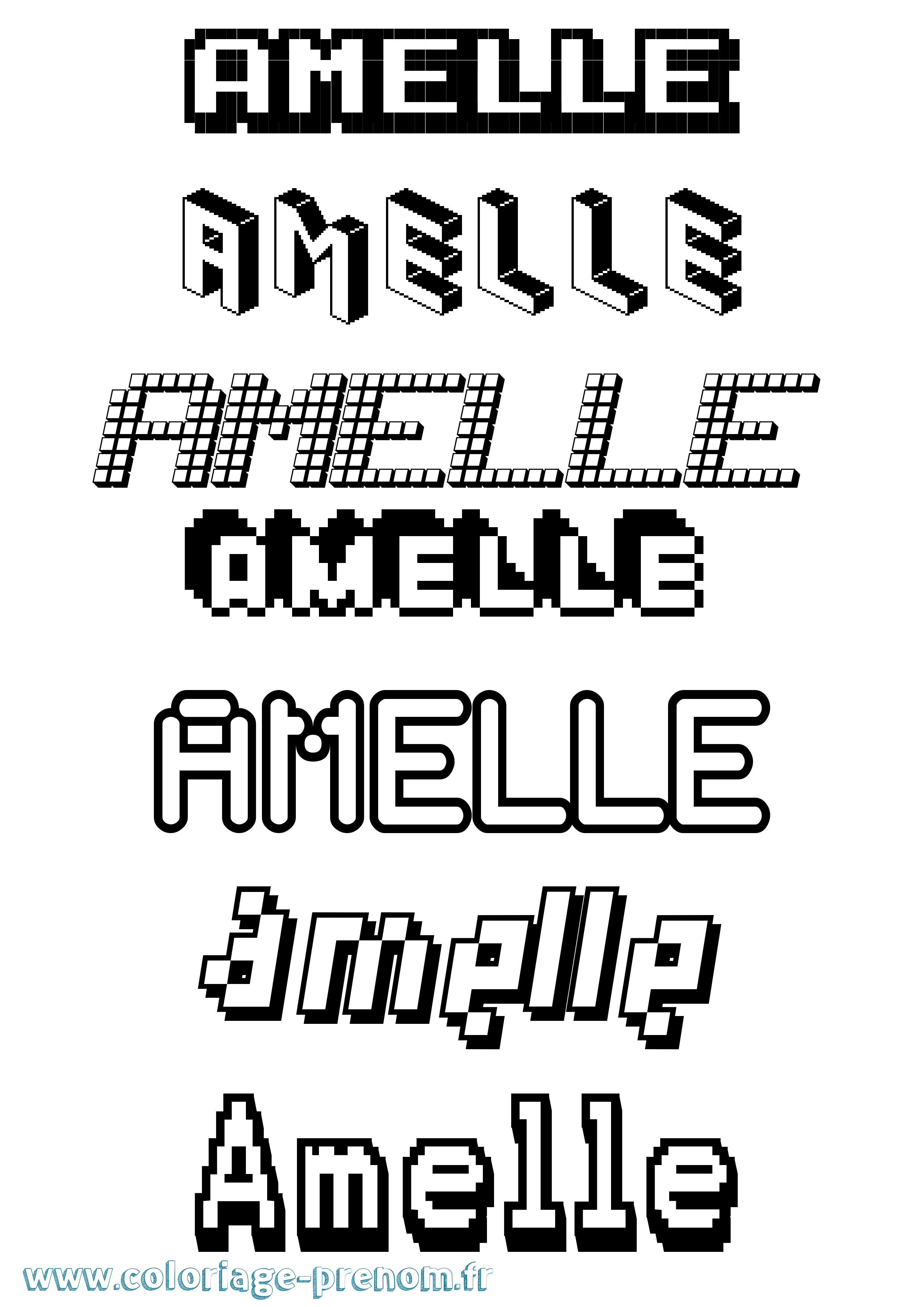 Coloriage Amelle Pixel Coloriage prénom Amelle Pixel