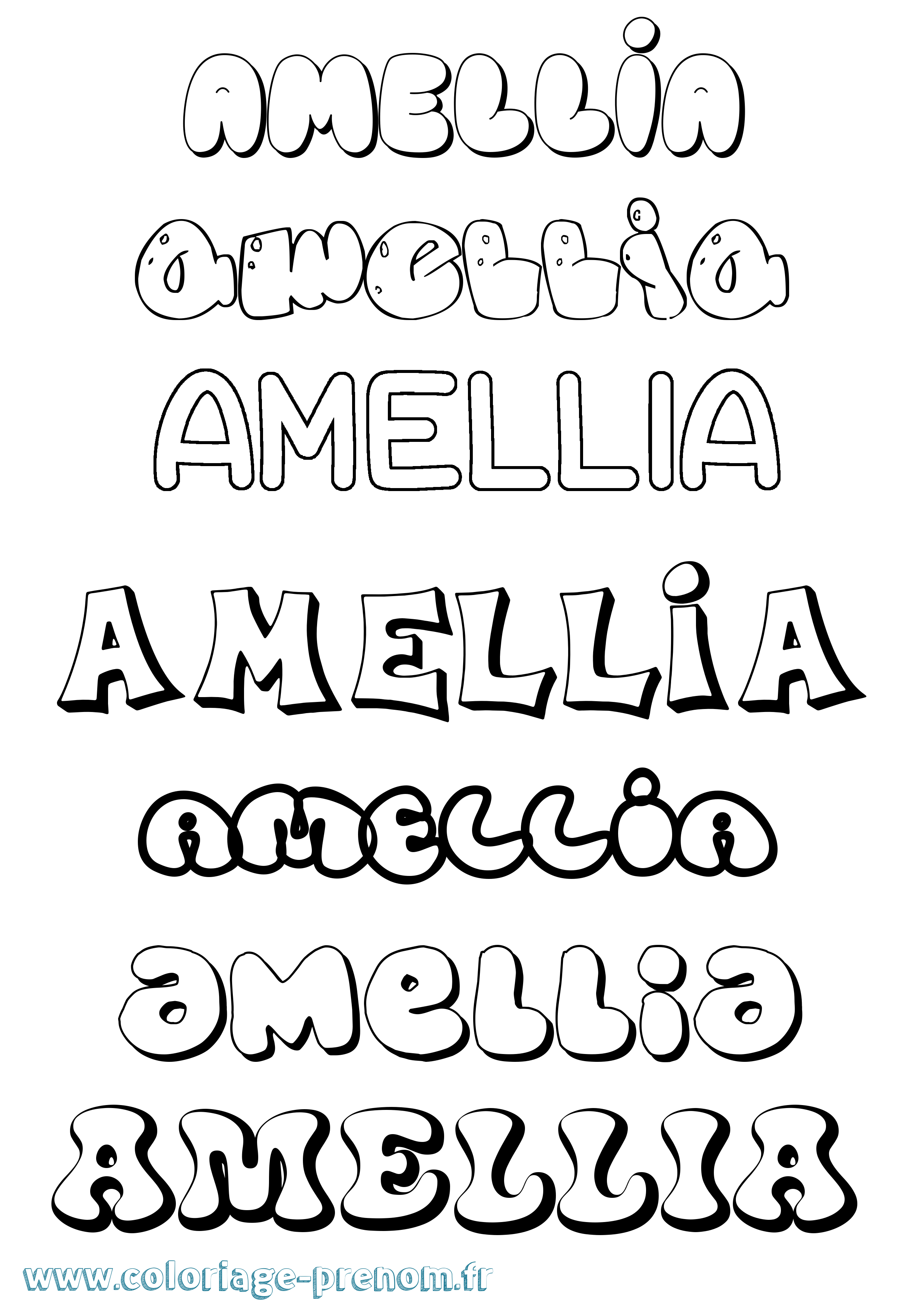 Coloriage Amellia Bubble Coloriage prénom Amellia Bubble