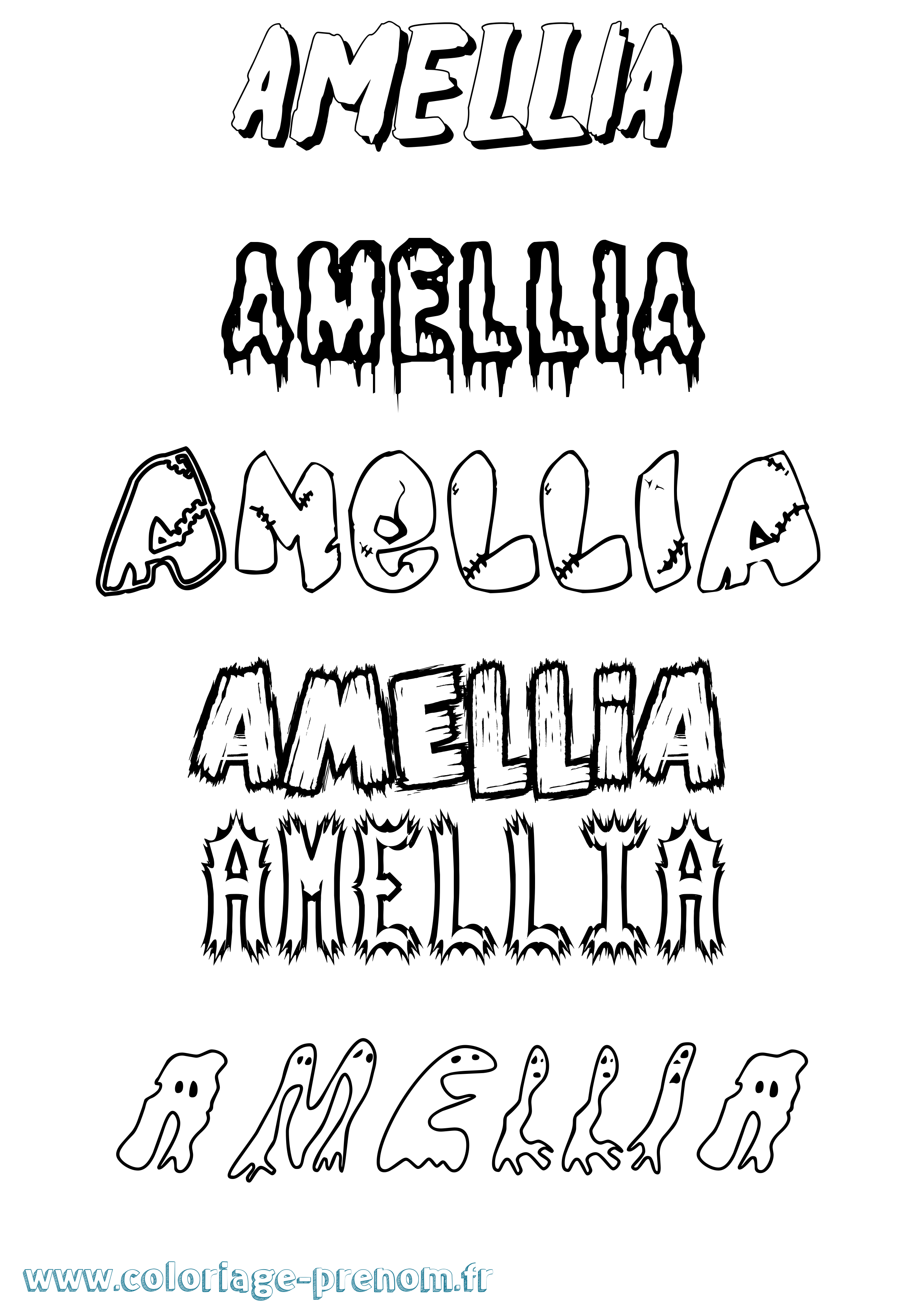 Coloriage Amellia Frisson Coloriage prénom Amellia Frisson