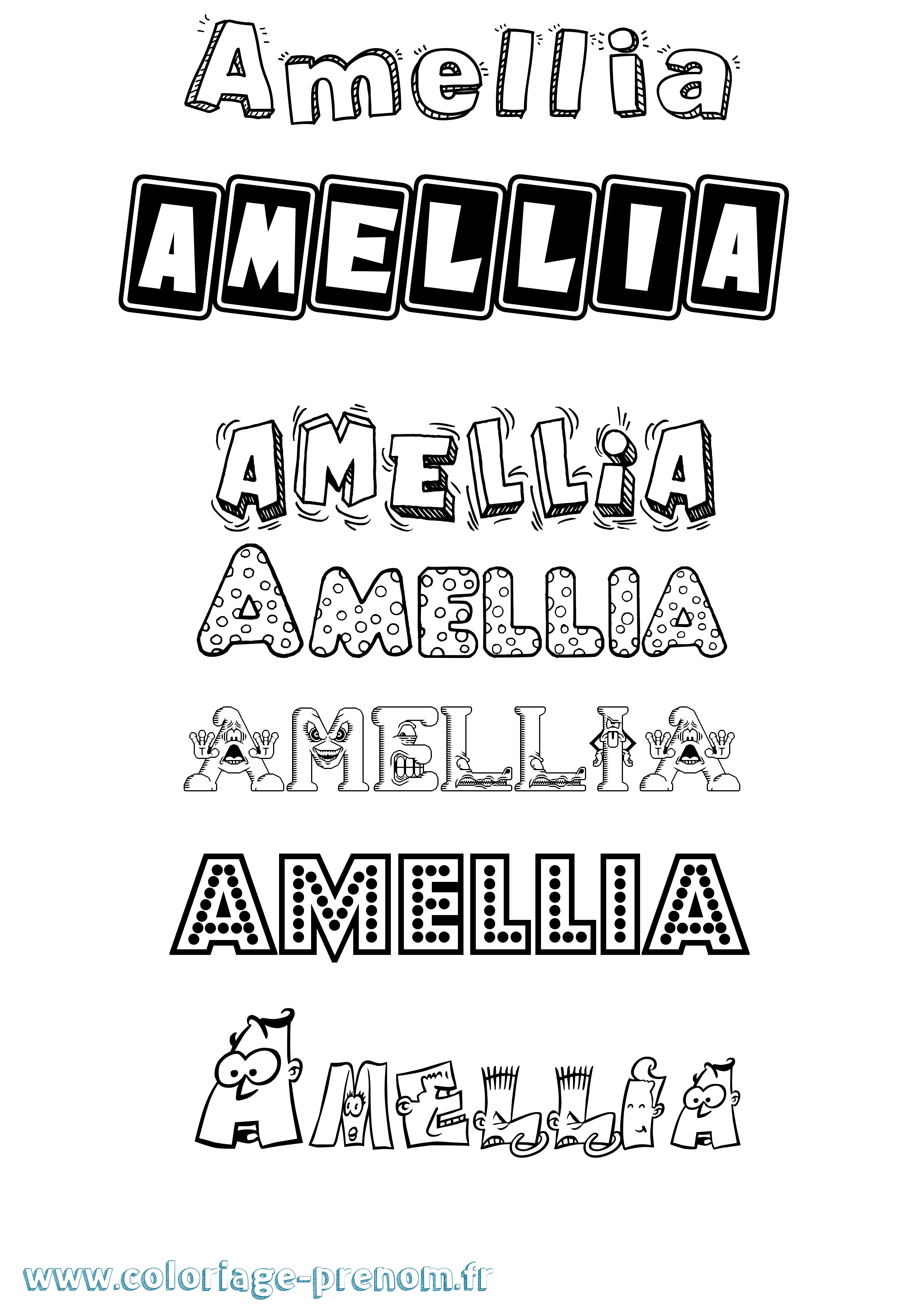 Coloriage Amellia Fun Coloriage prénom Amellia Fun