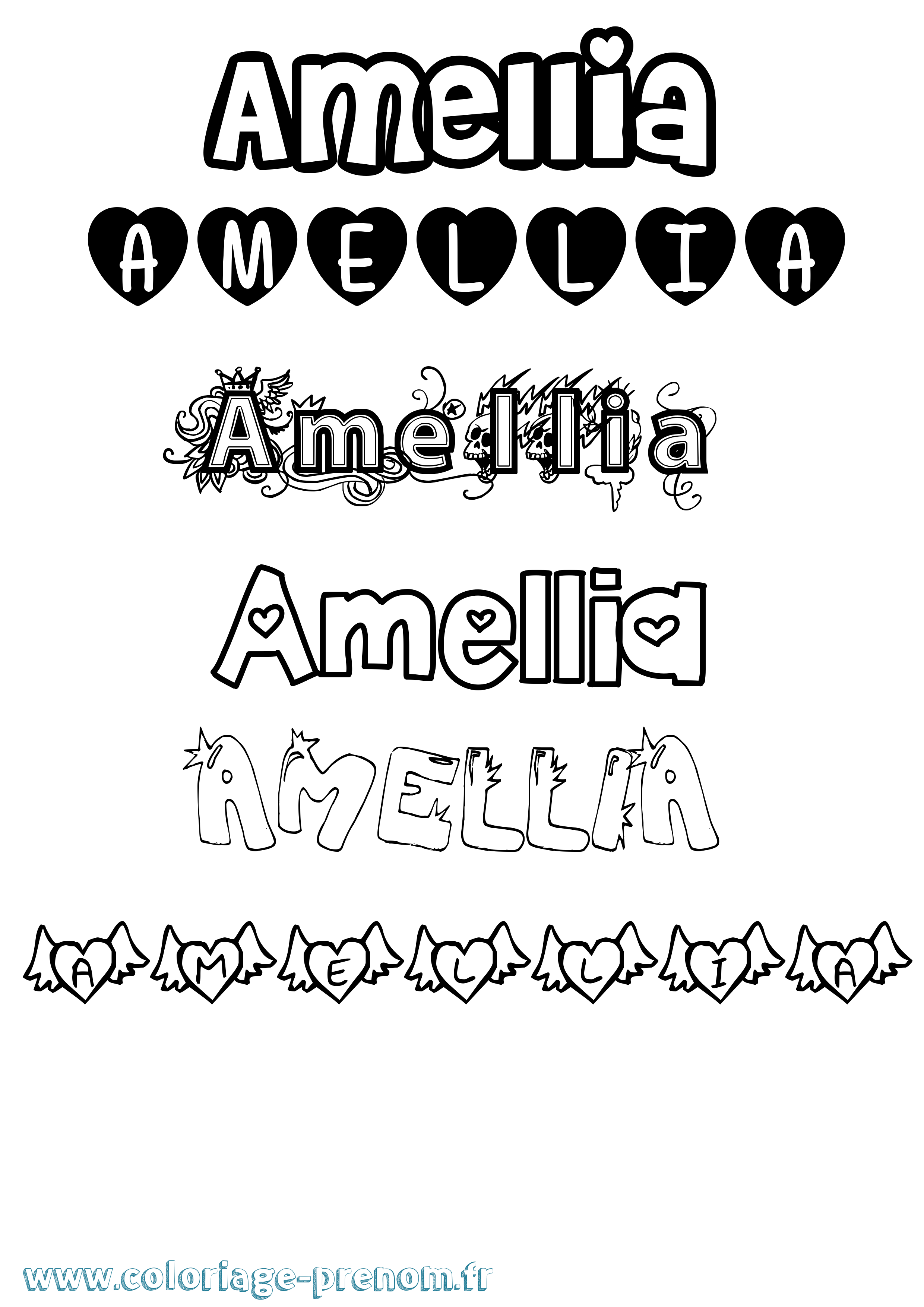 Coloriage Amellia Girly Coloriage prénom Amellia Girly
