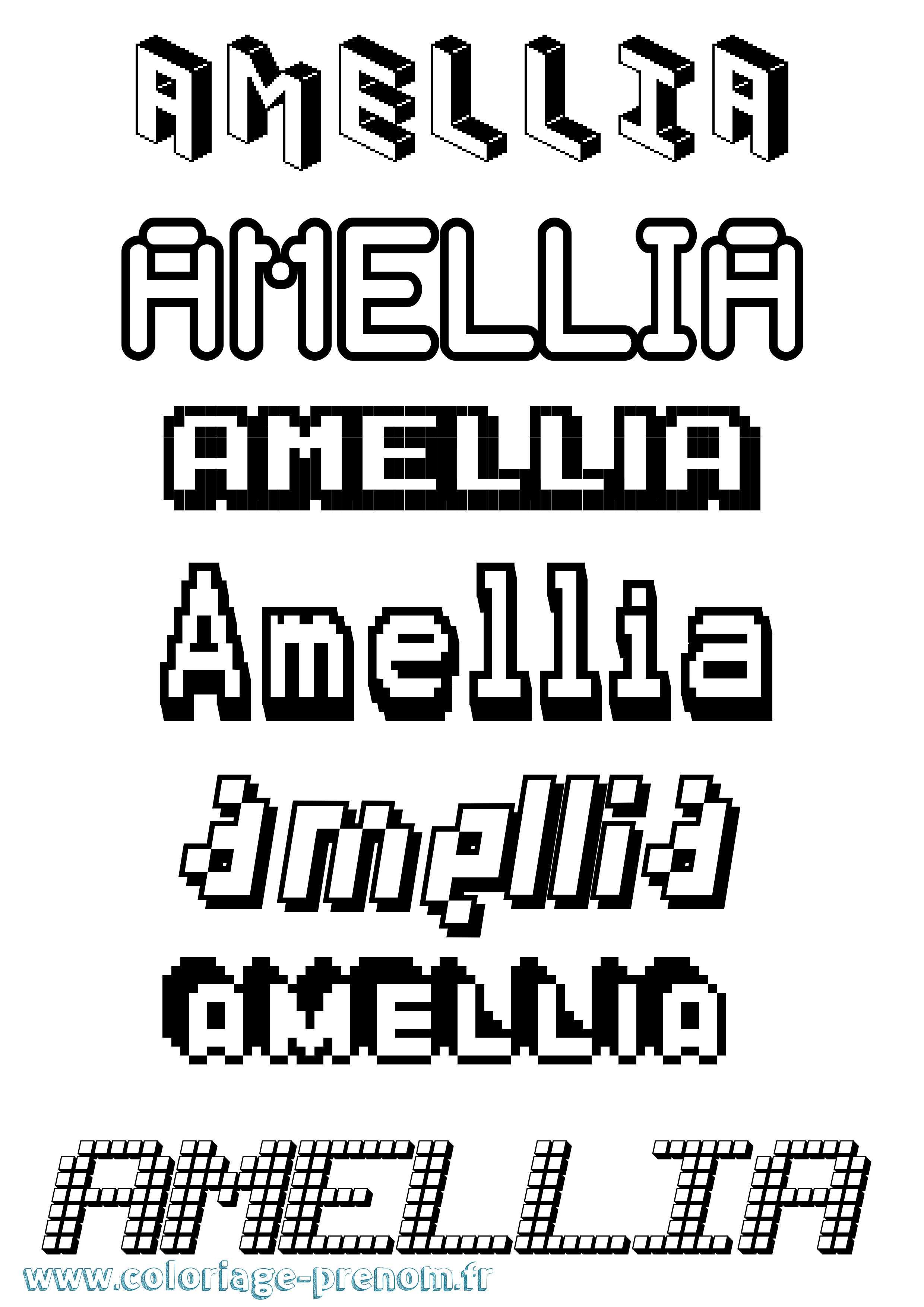 Coloriage Amellia Pixel Coloriage prénom Amellia Pixel