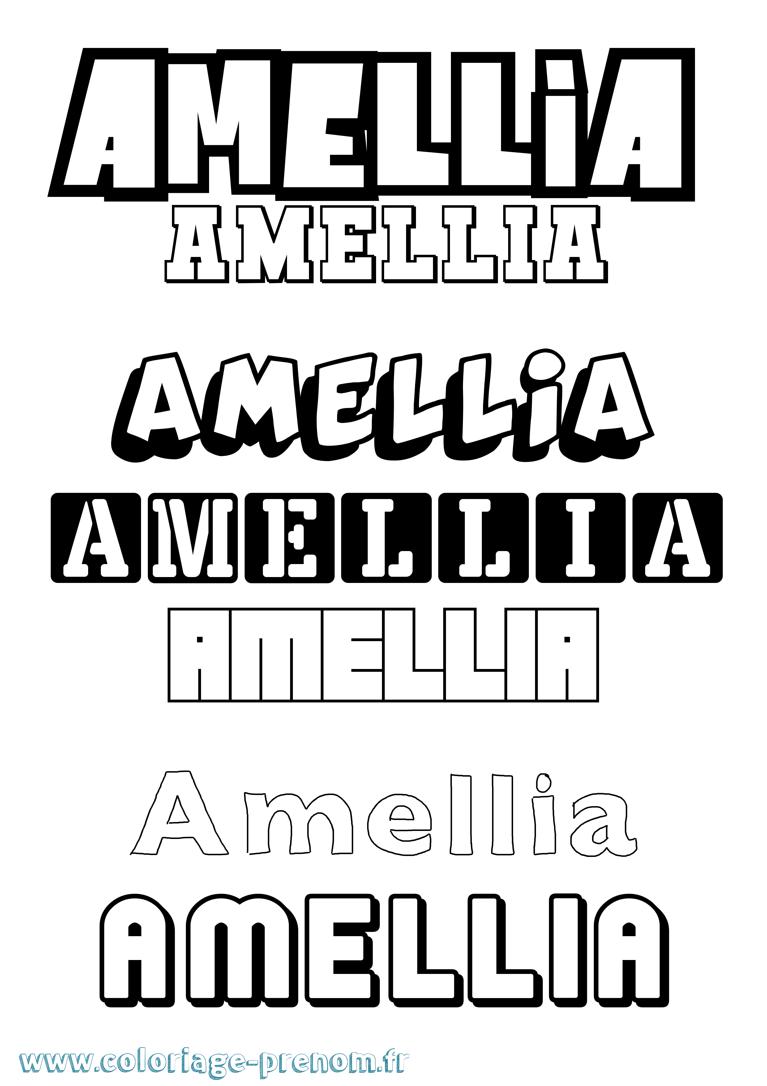 Coloriage Amellia Simple Coloriage prénom Amellia Simple