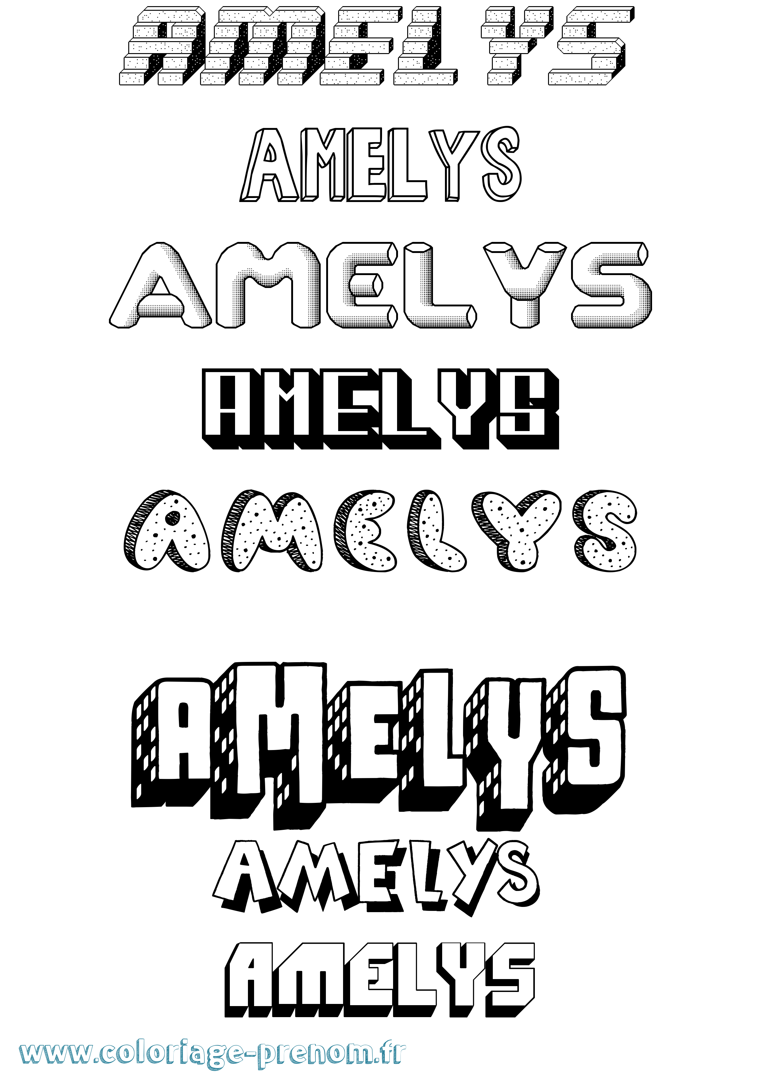 Coloriage Amelys Effet 3D Coloriage prénom Amelys Effet 3D