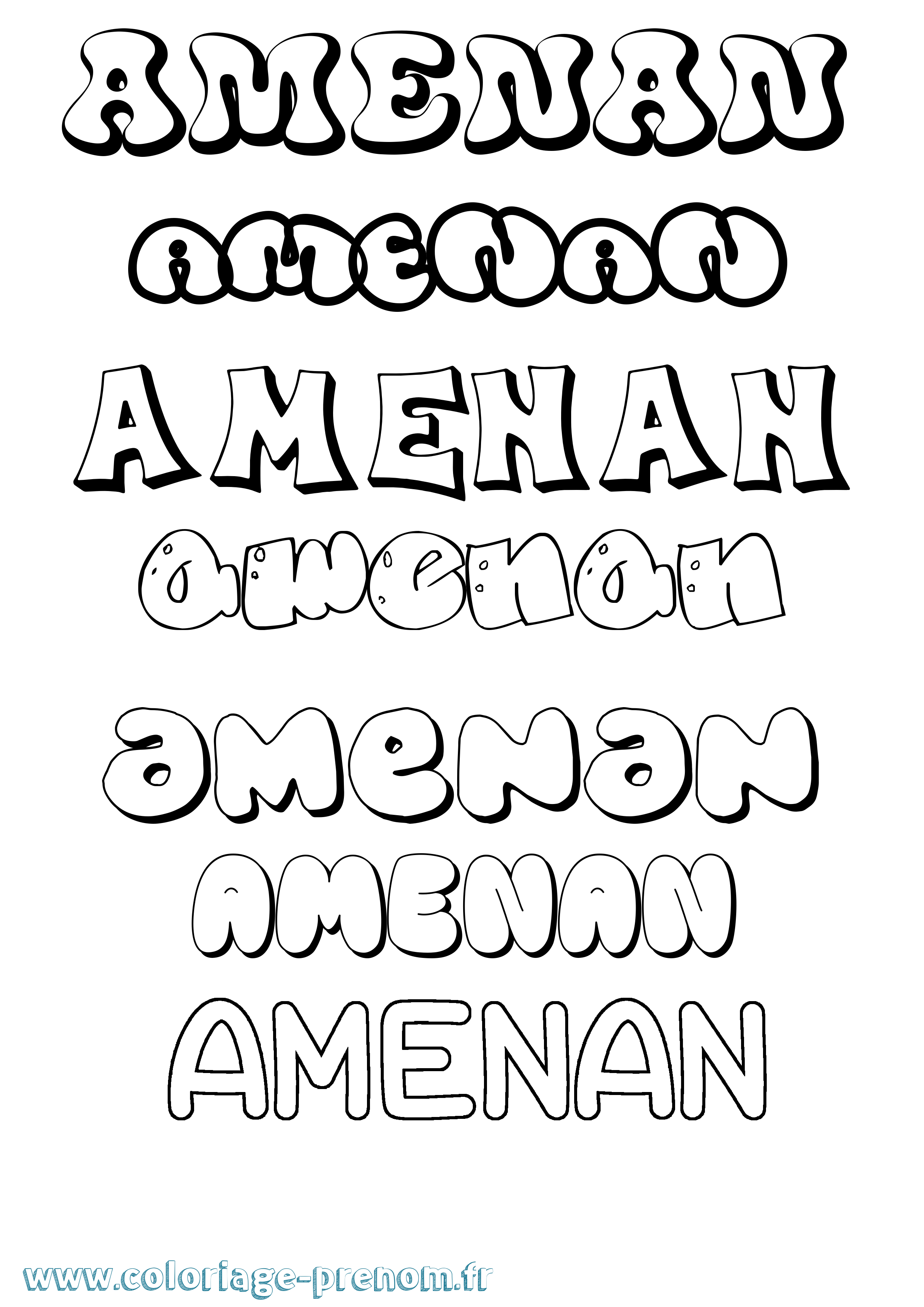 Coloriage Amenan Bubble Coloriage prénom Amenan Bubble