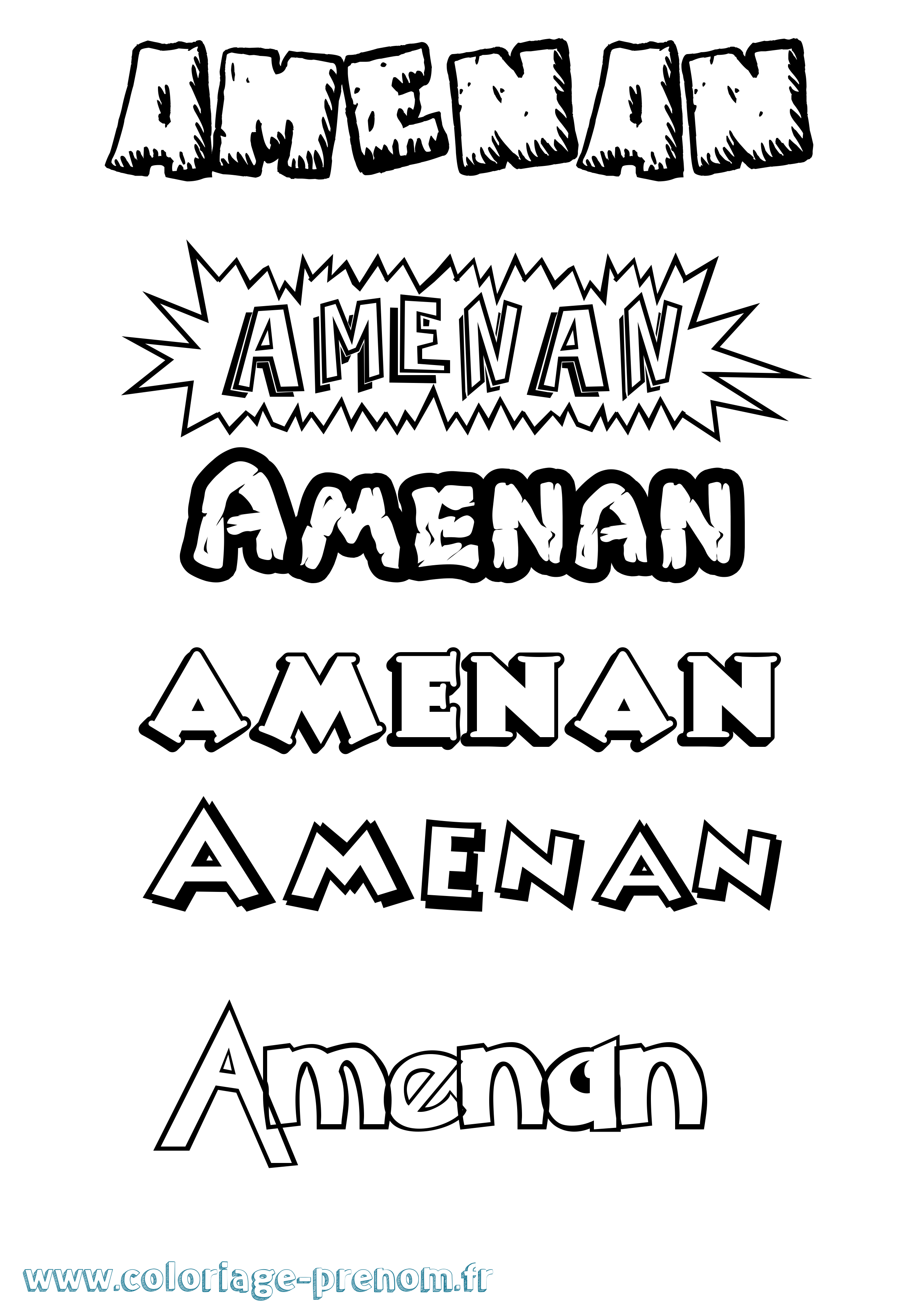 Coloriage Amenan Dessin Animé Coloriage prénom Amenan Dessin Animé
