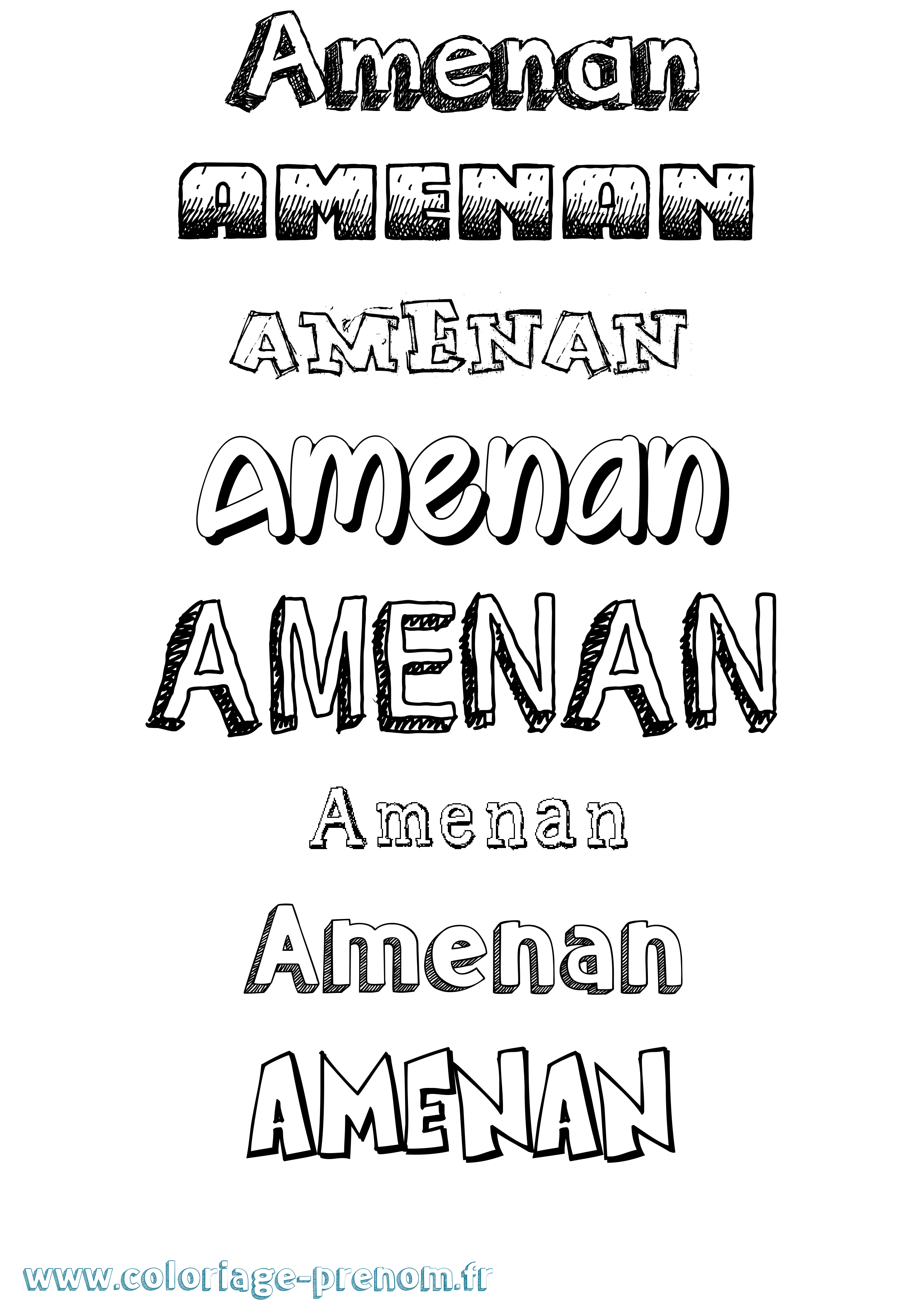 Coloriage Amenan Dessiné Coloriage prénom Amenan Dessiné
