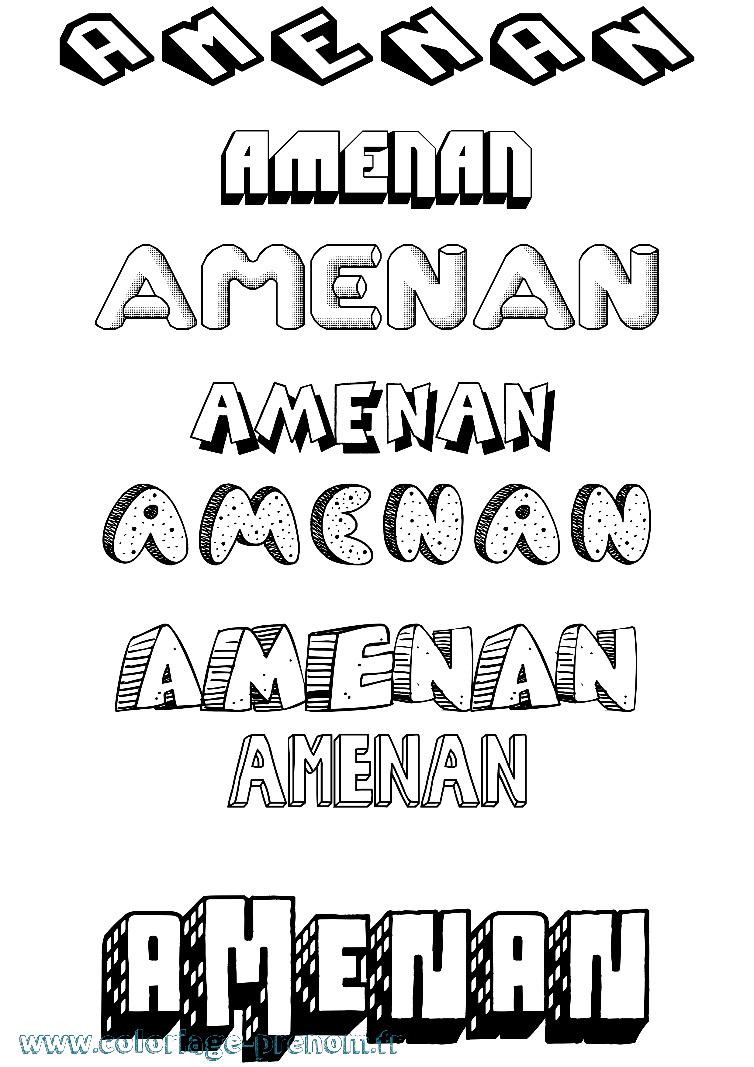 Coloriage Amenan Effet 3D Coloriage prénom Amenan Effet 3D