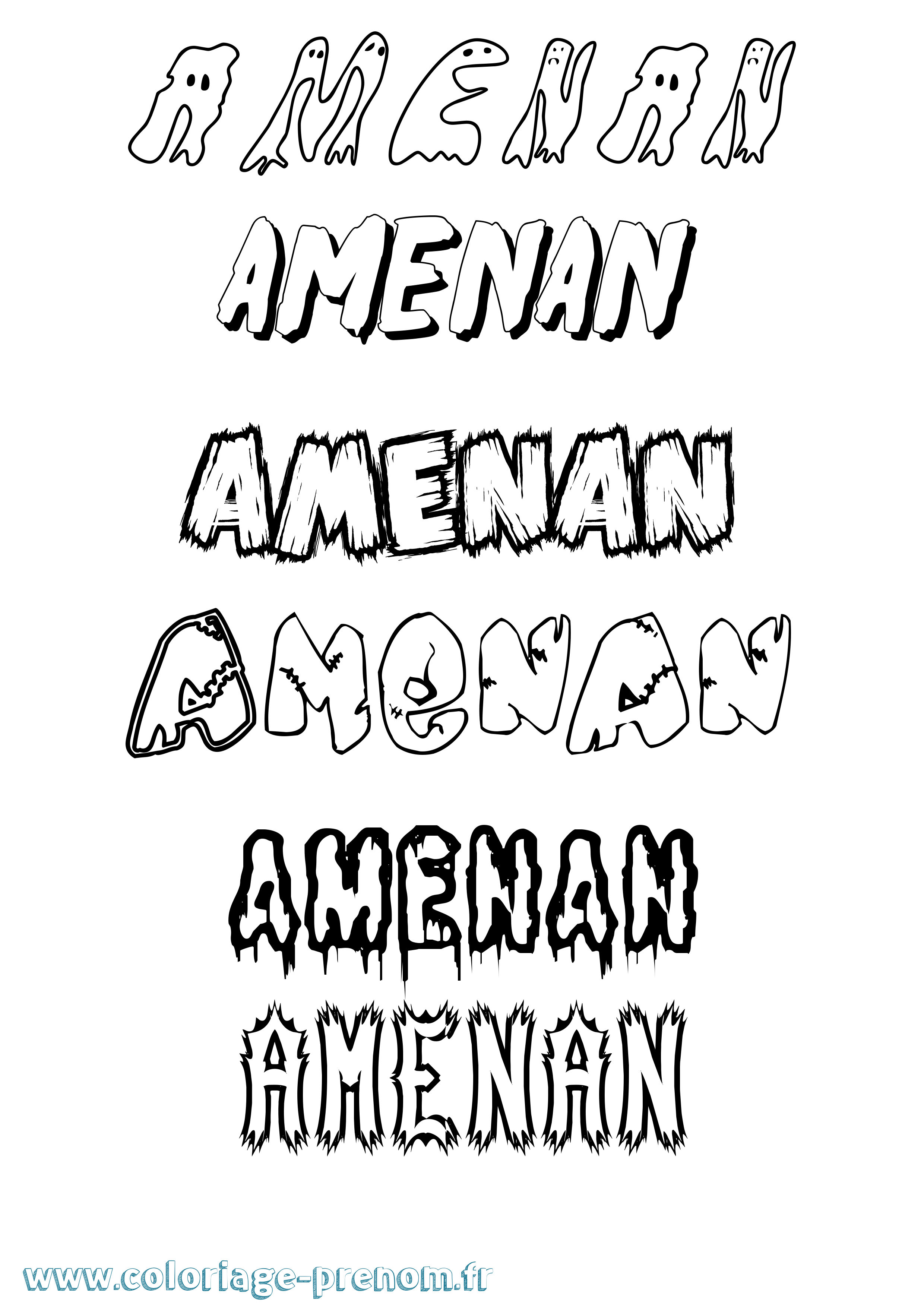 Coloriage Amenan Frisson Coloriage prénom Amenan Frisson