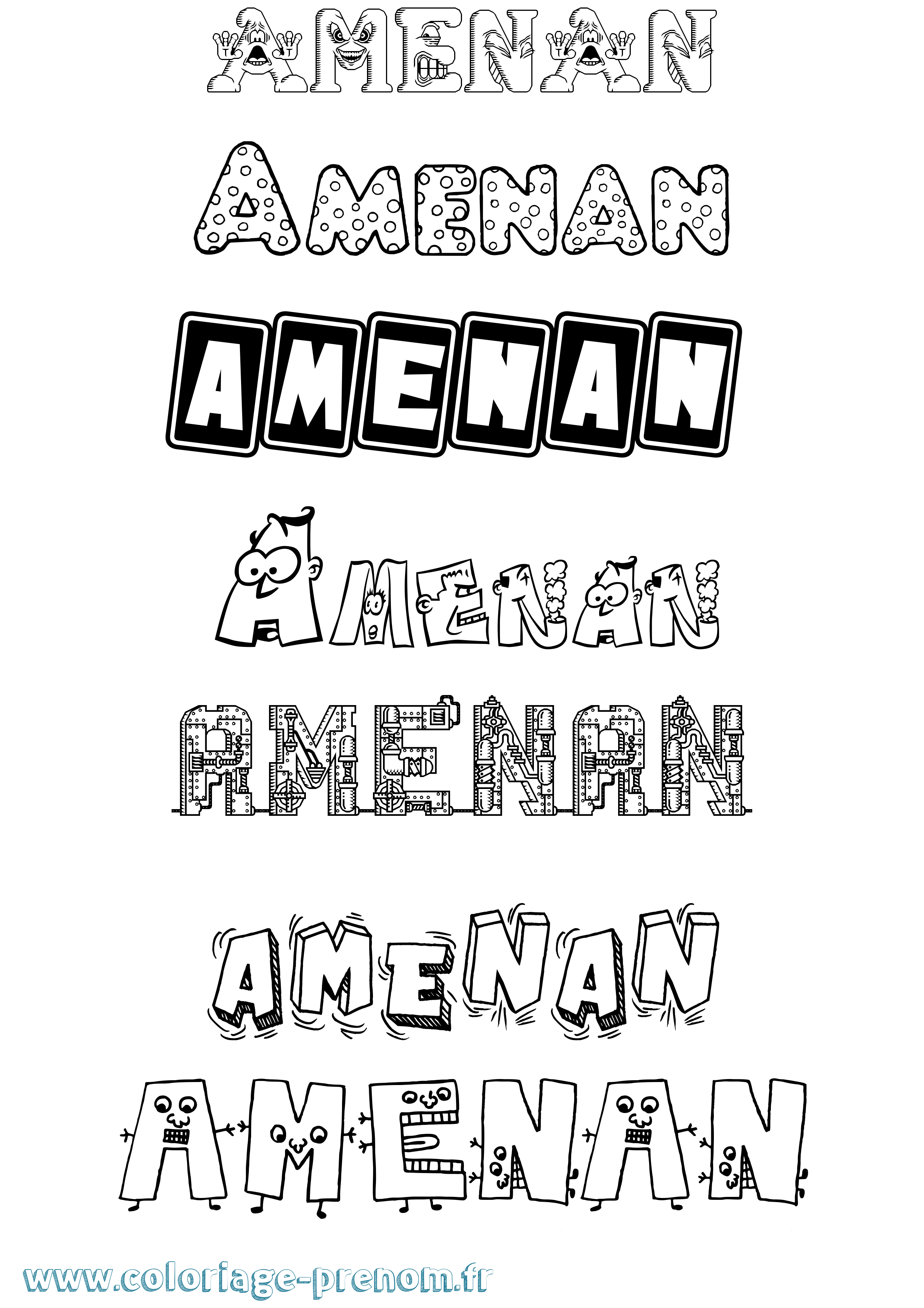 Coloriage Amenan Fun Coloriage prénom Amenan Fun