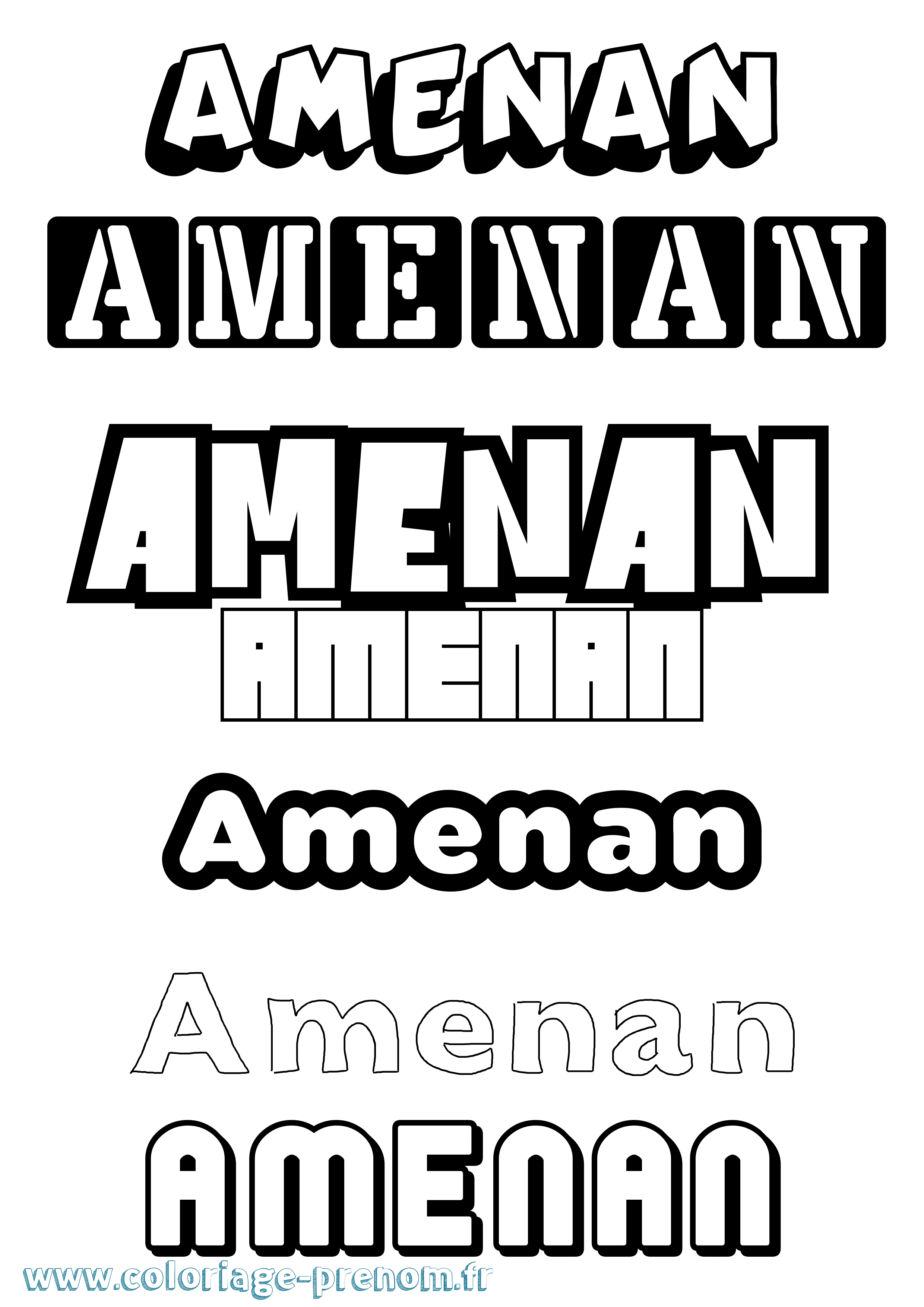 Coloriage Amenan Simple Coloriage prénom Amenan Simple