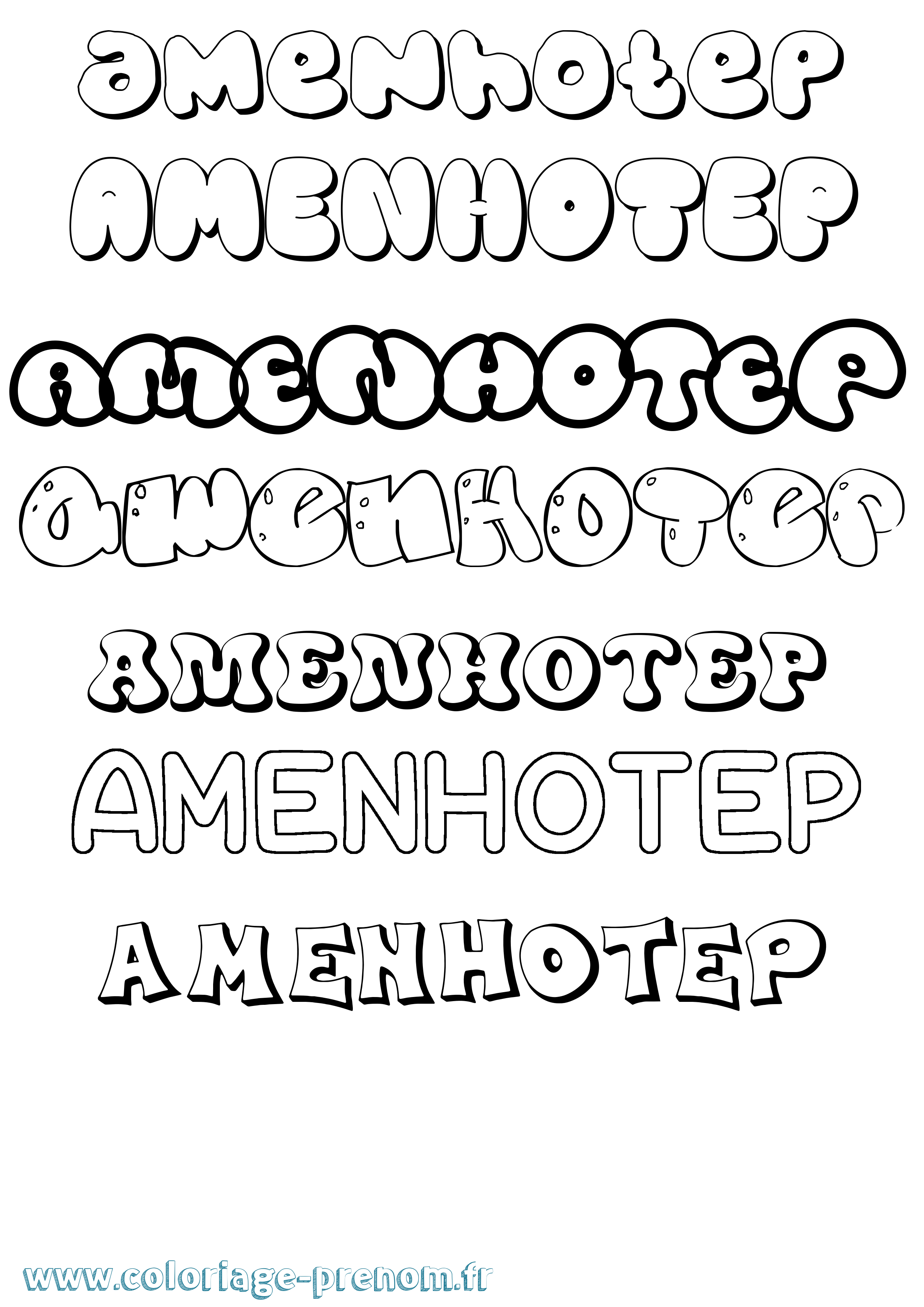 Coloriage Amenhotep Bubble Coloriage prénom Amenhotep Bubble