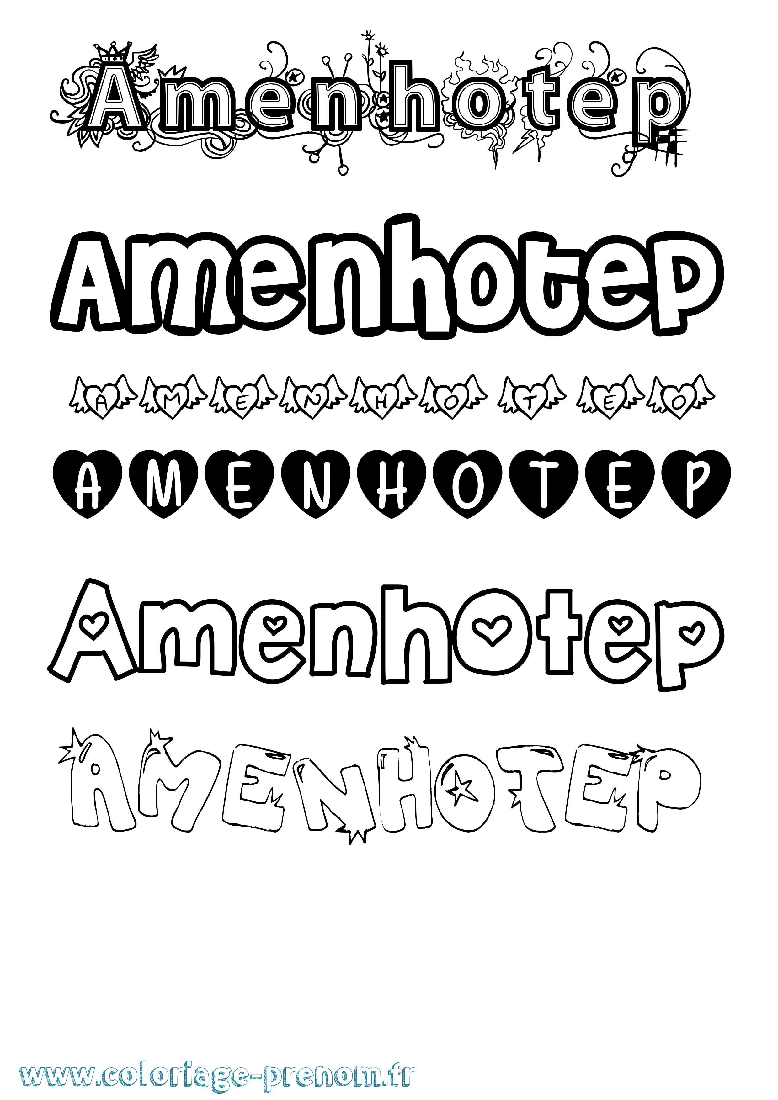 Coloriage Amenhotep Girly Coloriage prénom Amenhotep Girly