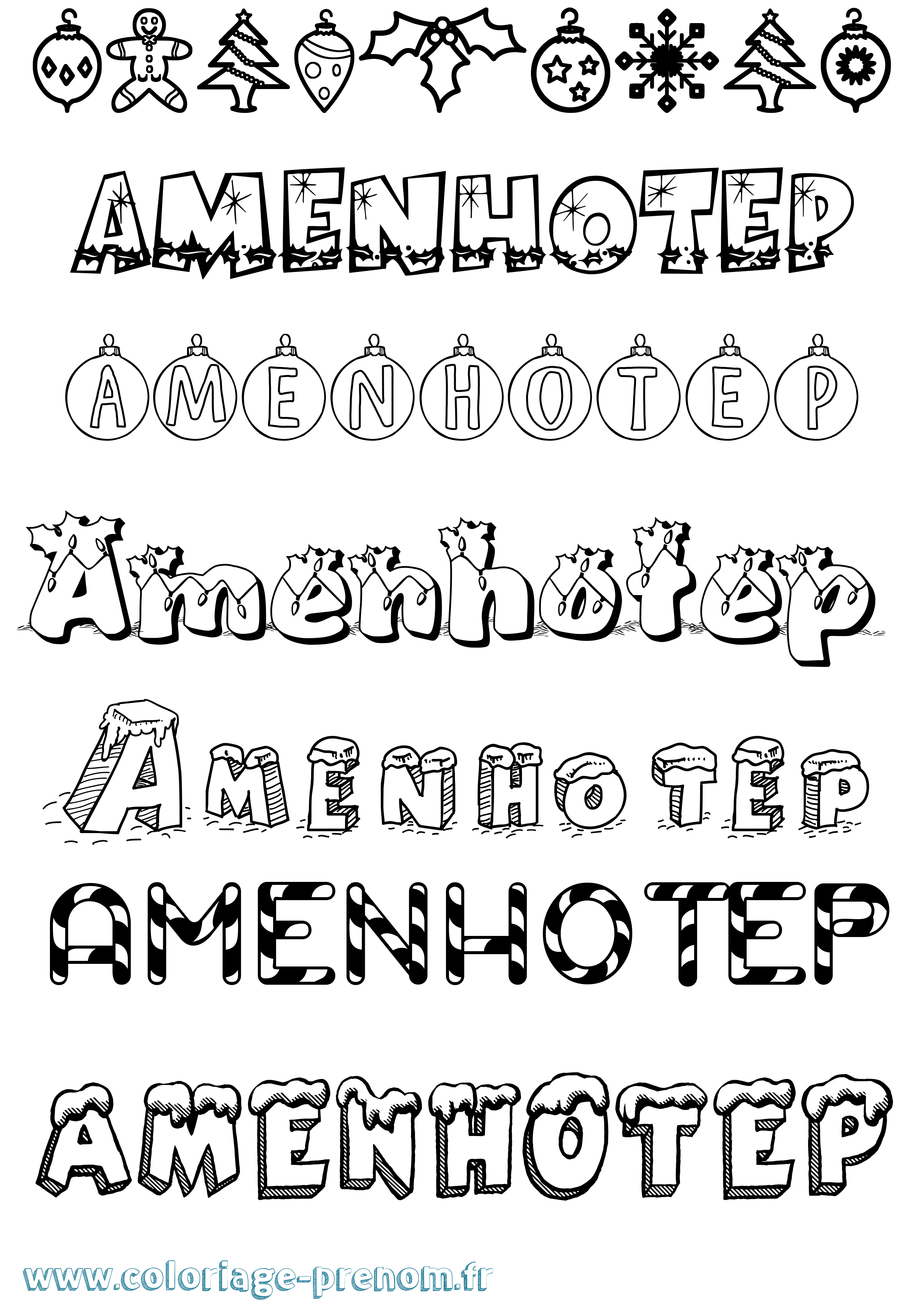 Coloriage Amenhotep Noël Coloriage prénom Amenhotep Noël