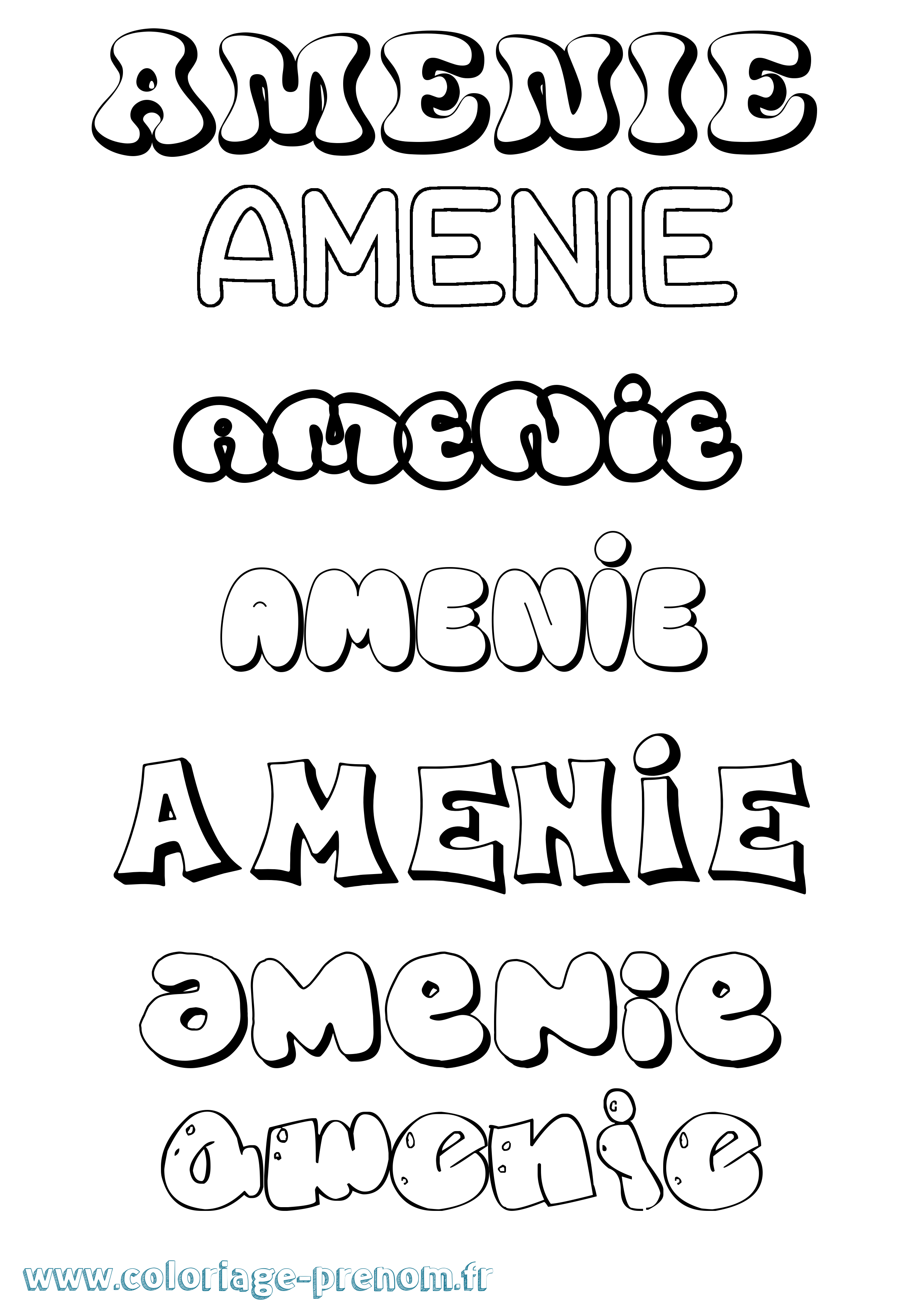 Coloriage Amenie Bubble Coloriage prénom Amenie Bubble