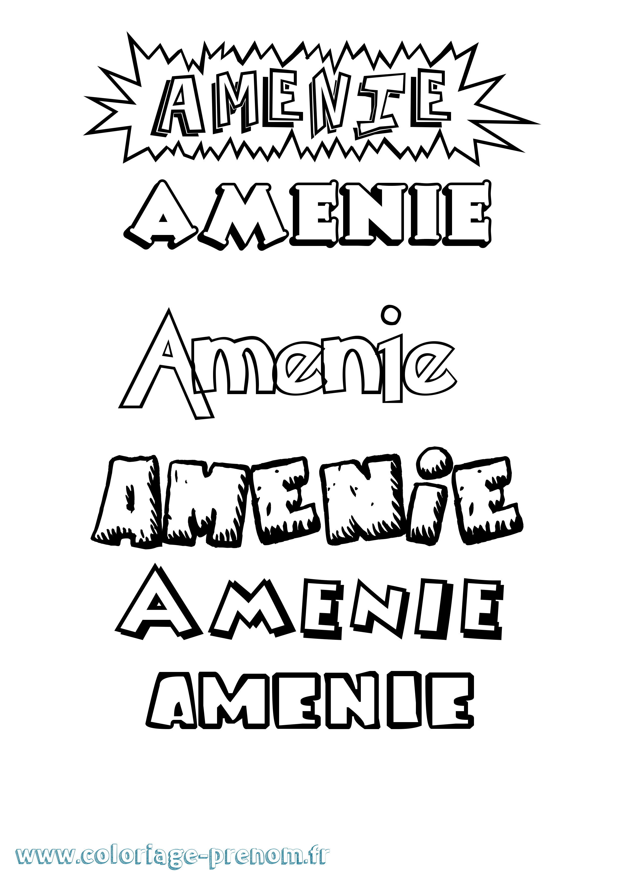 Coloriage Amenie Dessin Animé Coloriage prénom Amenie Dessin Animé