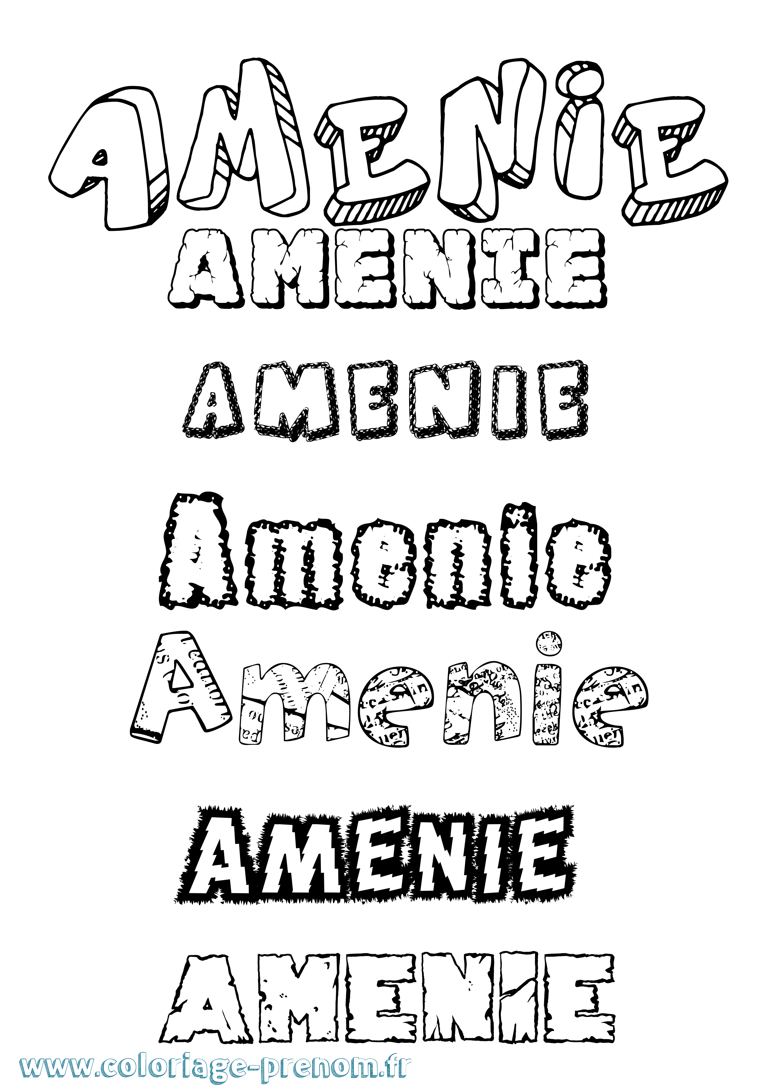 Coloriage Amenie Destructuré Coloriage prénom Amenie Destructuré