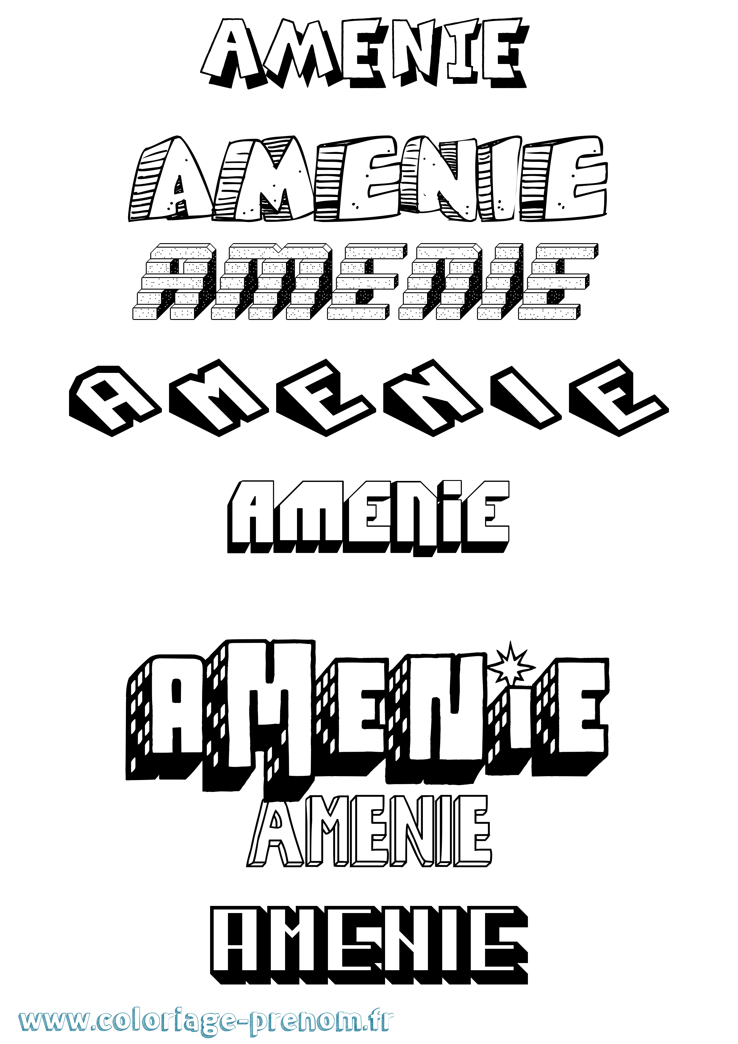 Coloriage Amenie Effet 3D Coloriage prénom Amenie Effet 3D