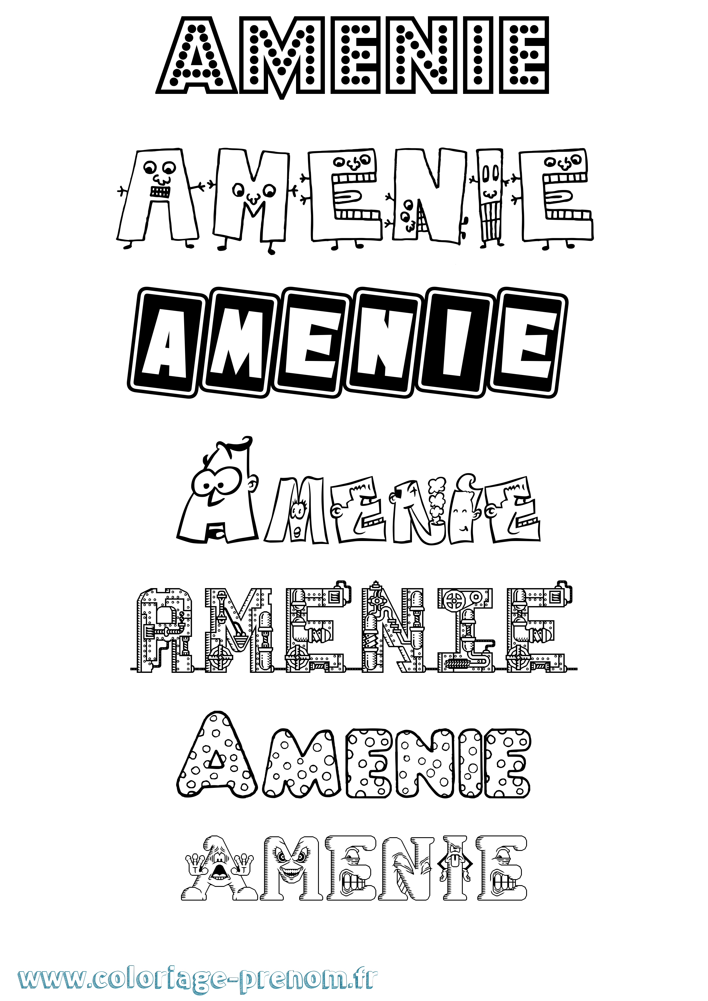 Coloriage Amenie Fun Coloriage prénom Amenie Fun