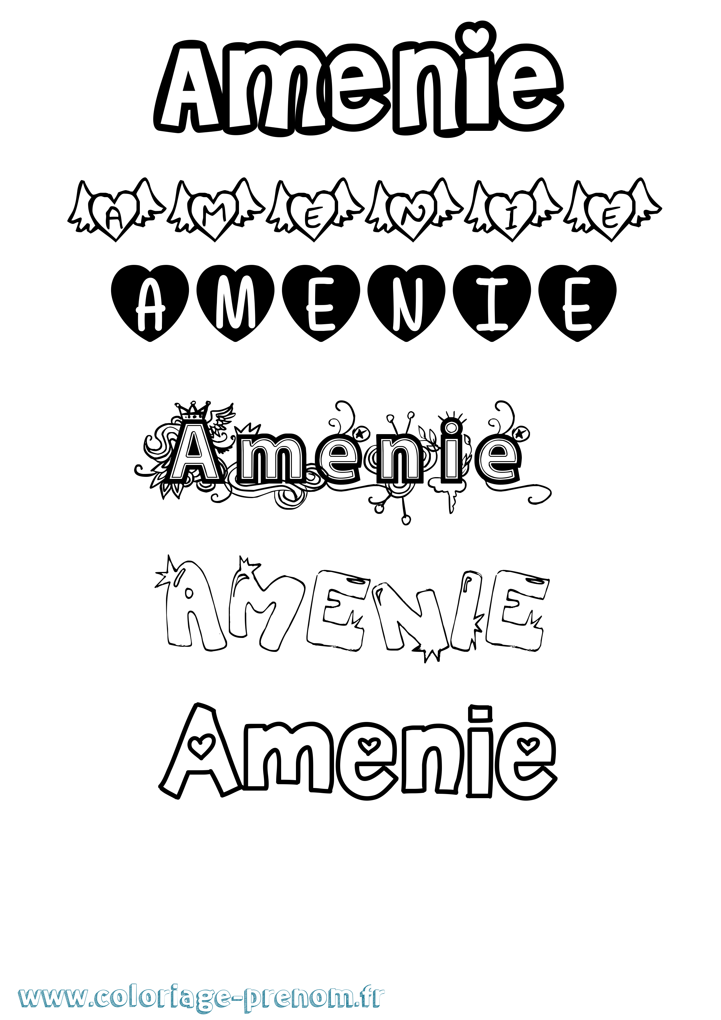 Coloriage Amenie Girly Coloriage prénom Amenie Girly