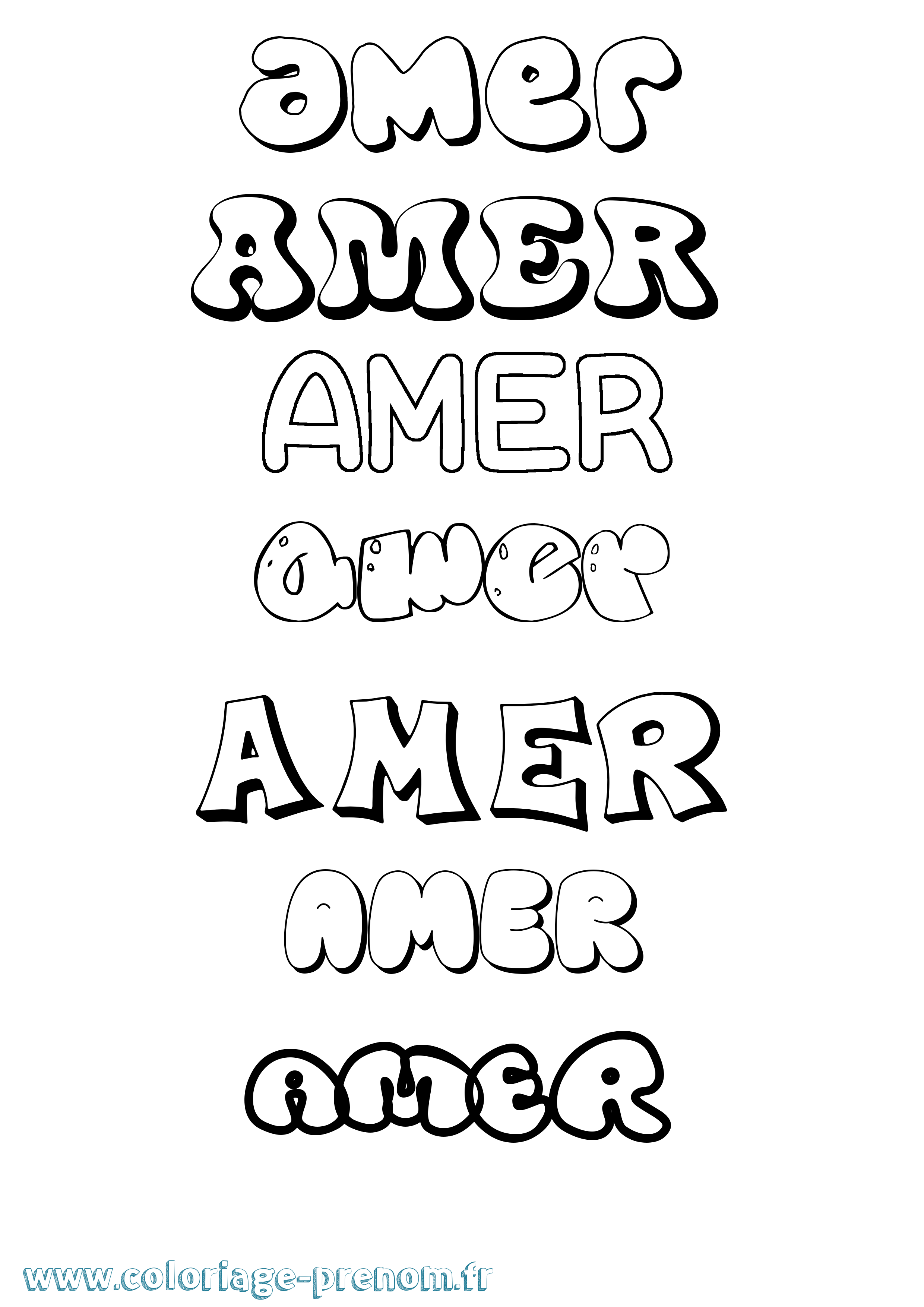 Coloriage Amer Bubble Coloriage prénom Amer Bubble