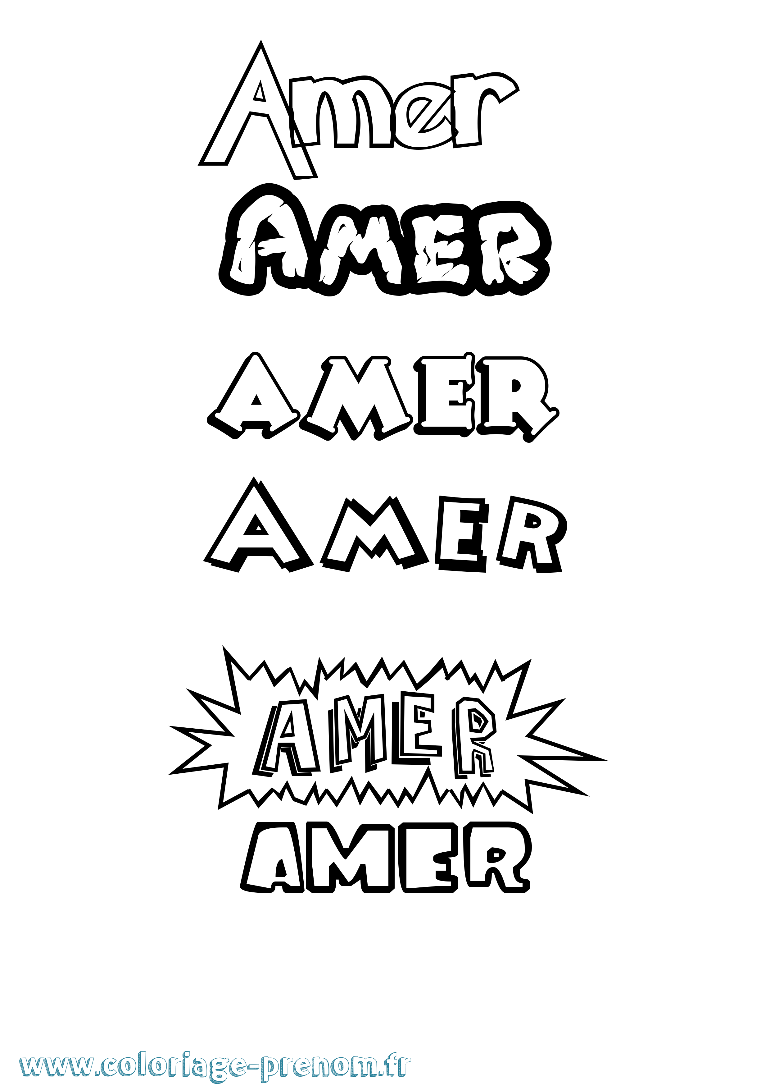 Coloriage Amer Dessin Animé Coloriage prénom Amer Dessin Animé