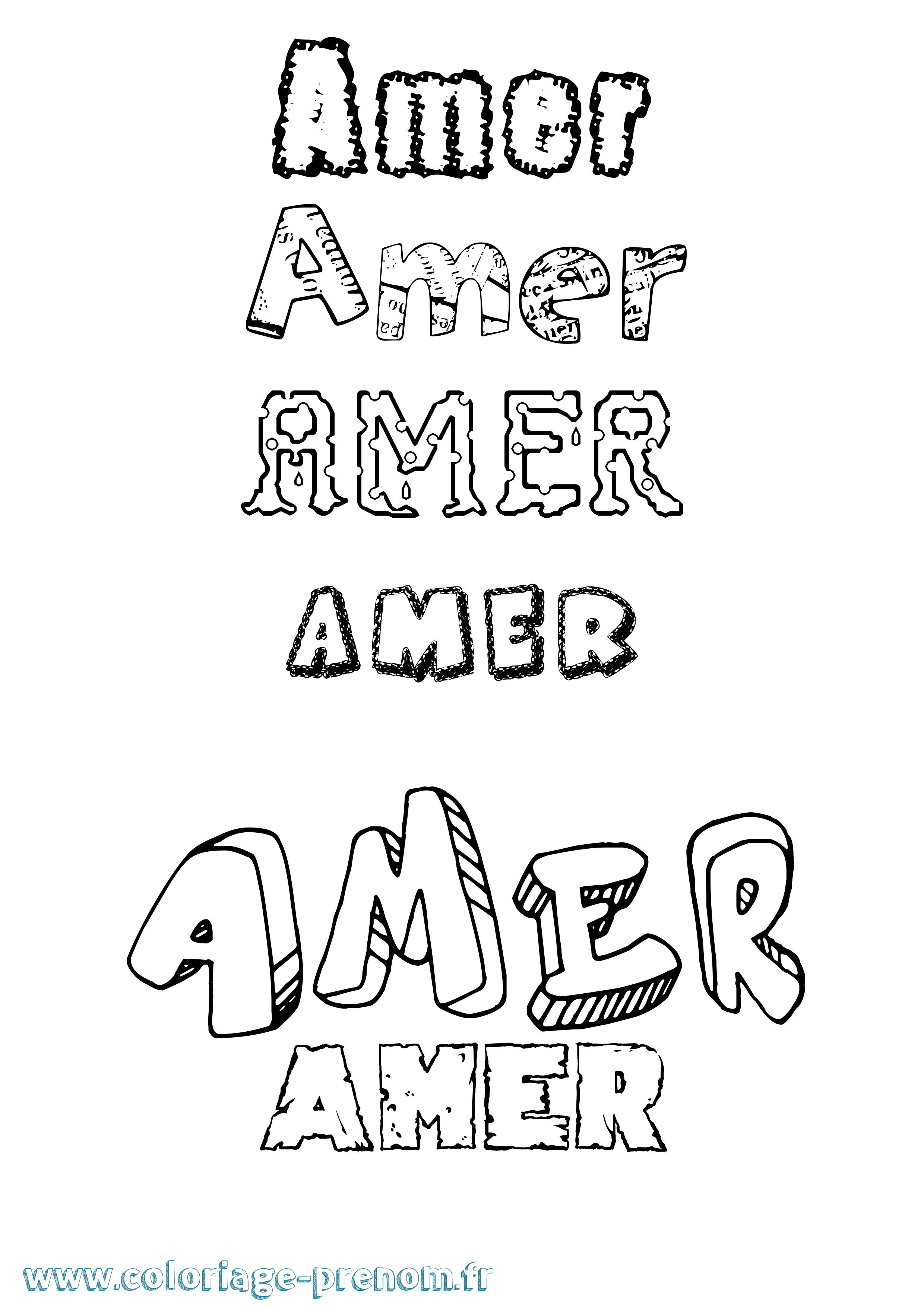 Coloriage Amer Destructuré Coloriage prénom Amer Destructuré
