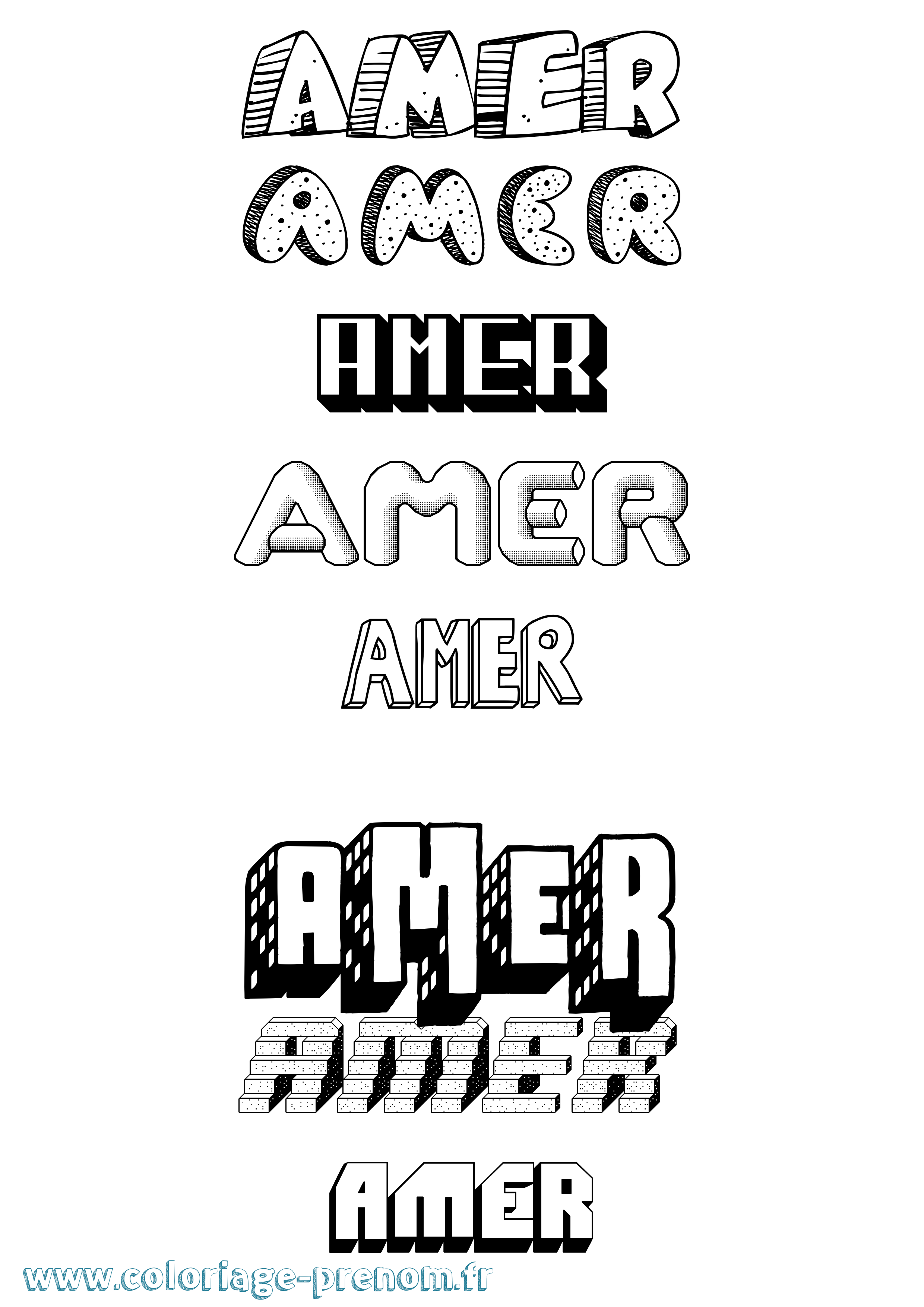 Coloriage Amer Effet 3D Coloriage prénom Amer Effet 3D