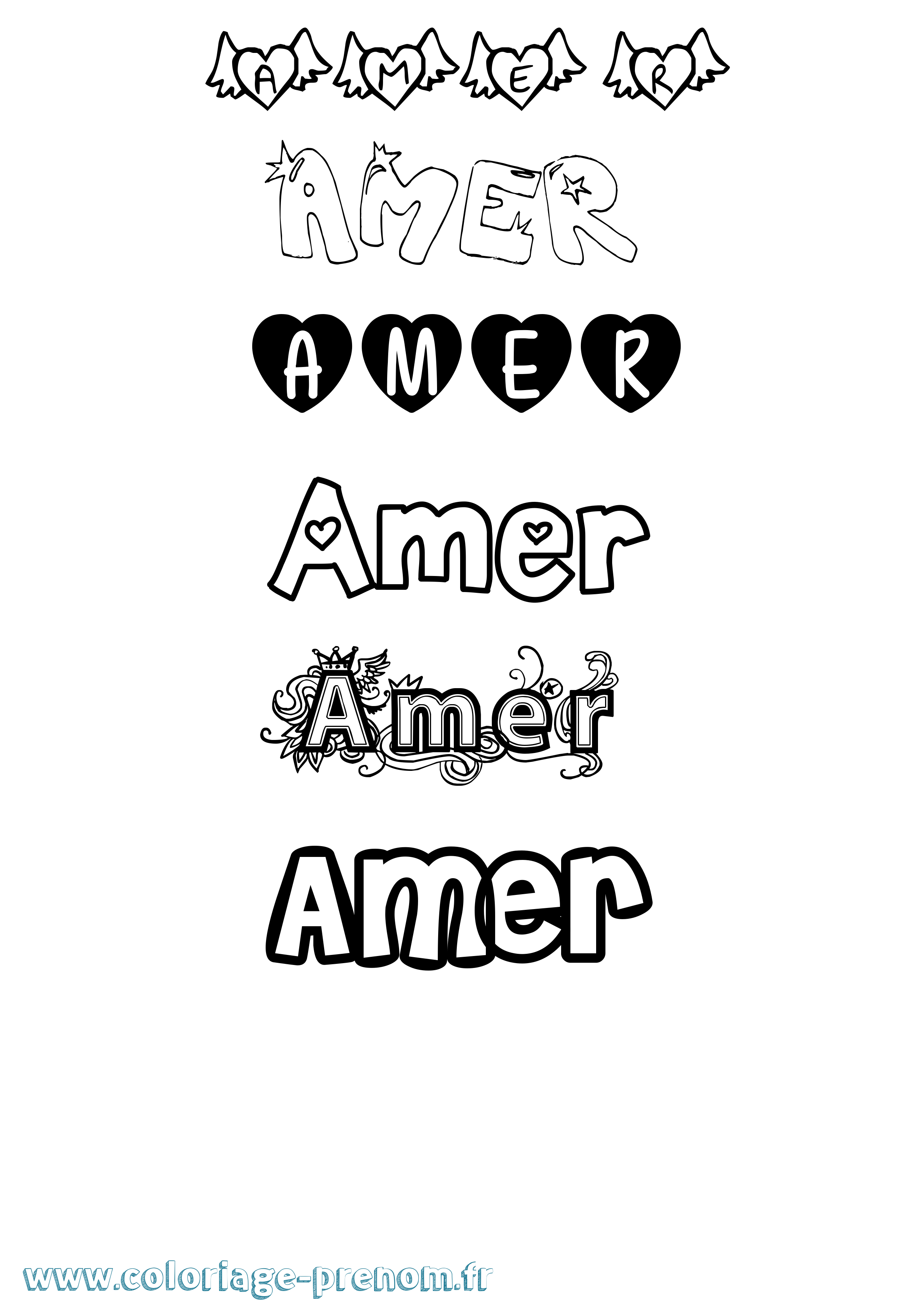 Coloriage Amer Girly Coloriage prénom Amer Girly