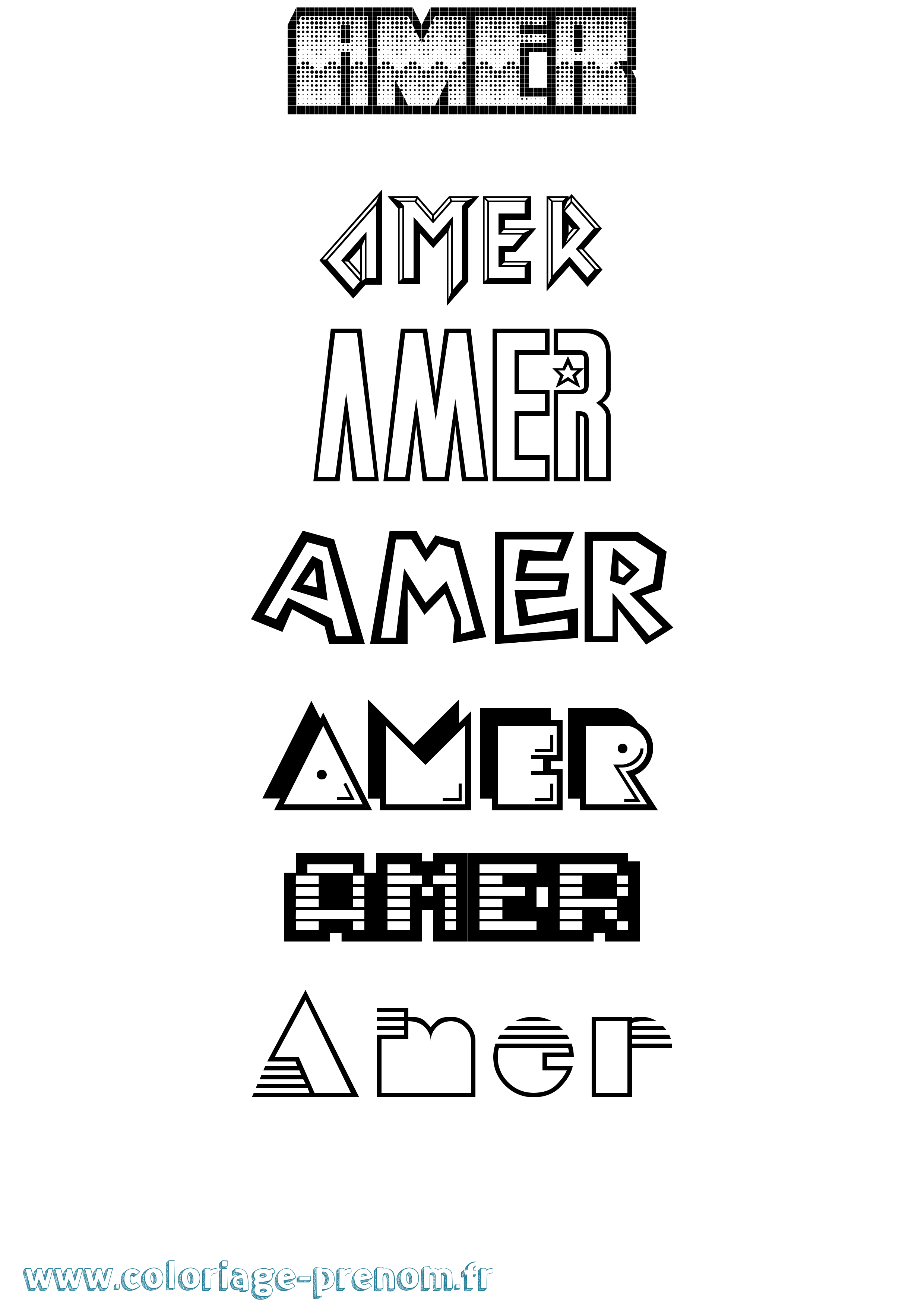 Coloriage Amer Jeux Vidéos Coloriage prénom Amer Jeux Vidéos