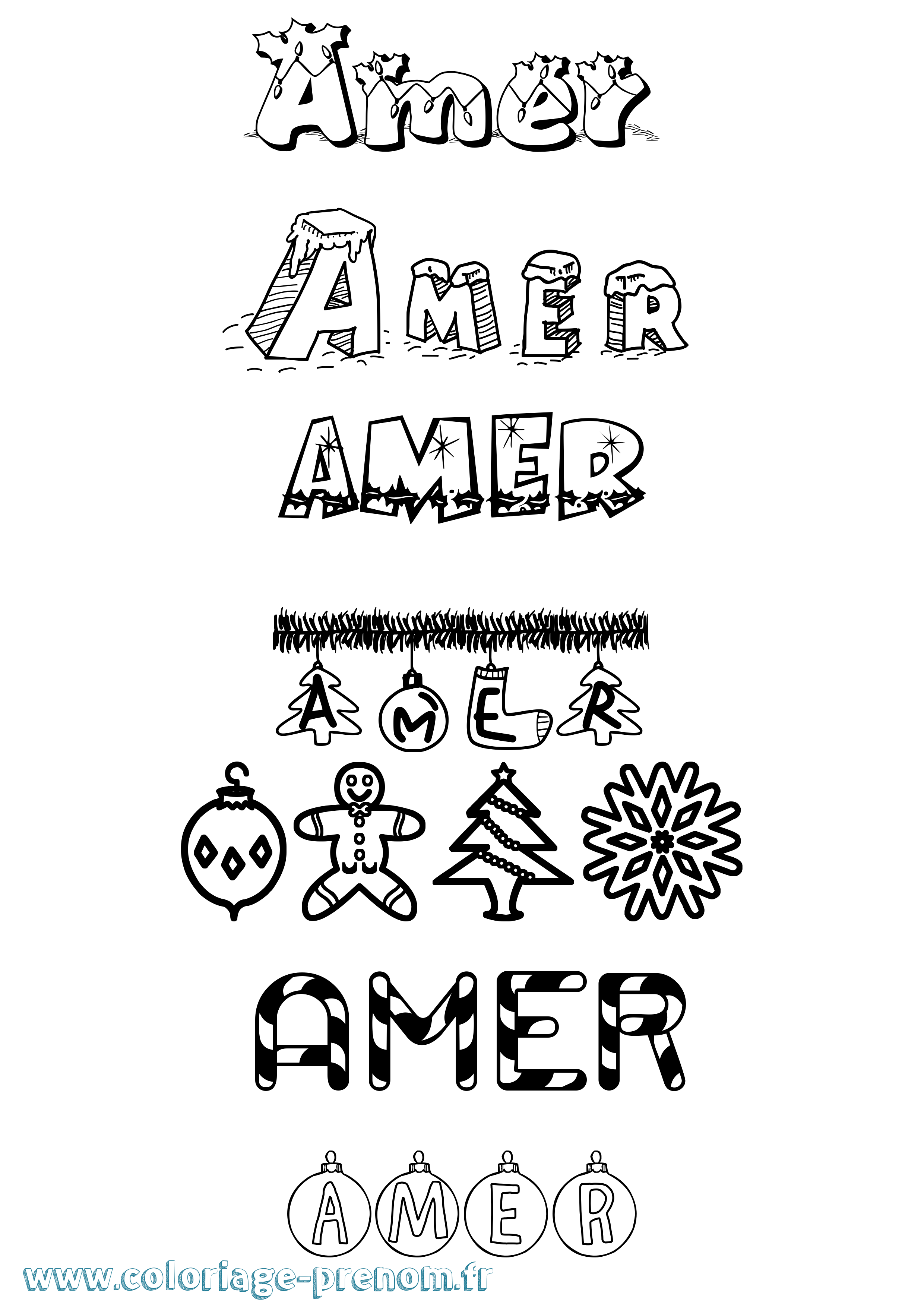 Coloriage Amer Noël Coloriage prénom Amer Noël