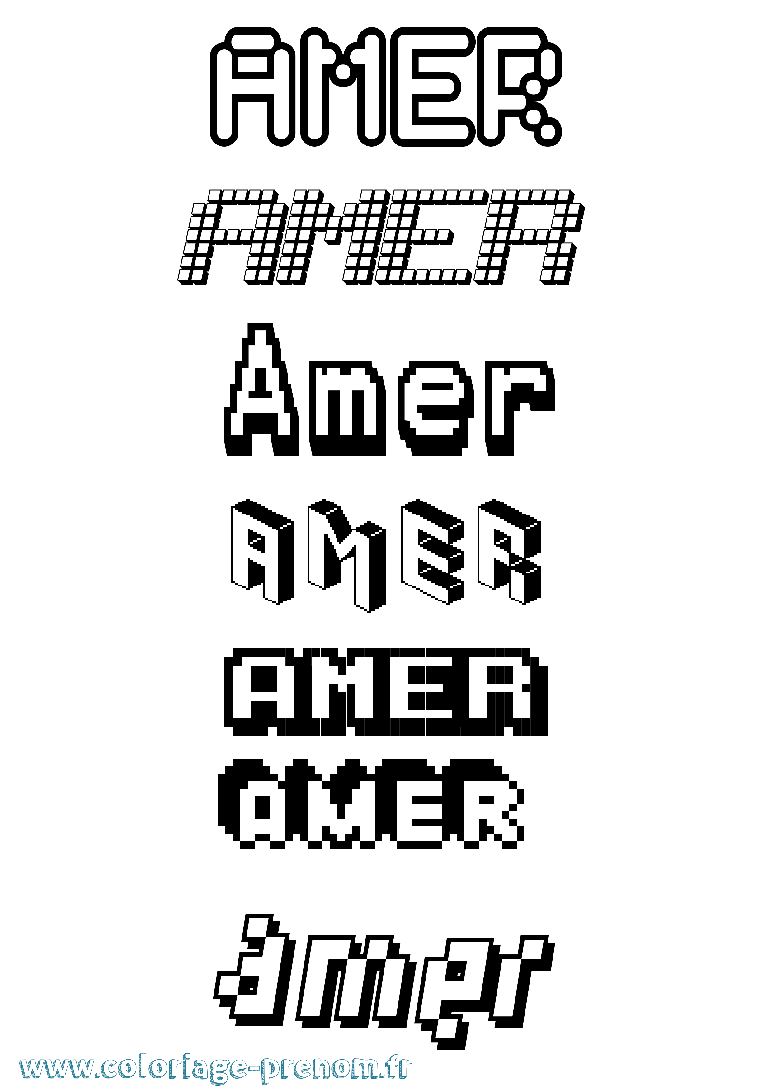 Coloriage Amer Pixel Coloriage prénom Amer Pixel