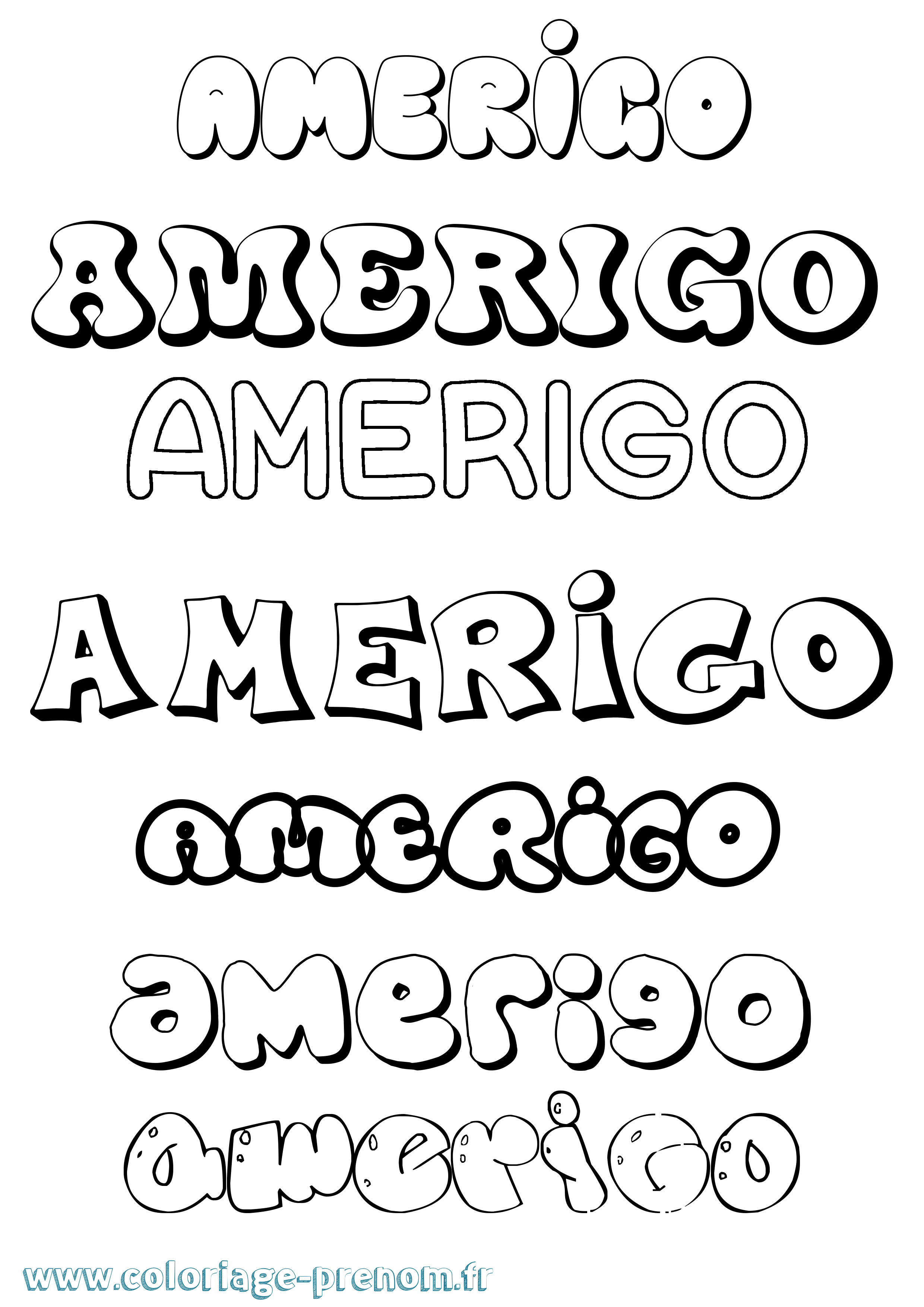 Coloriage Amerigo Bubble Coloriage prénom Amerigo Bubble